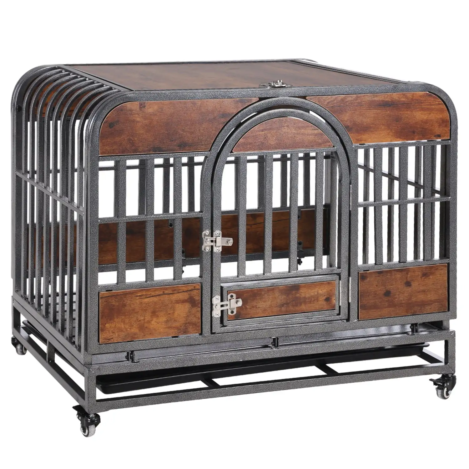 Immere Heavy Duty Dog Crate: 37inch Pet Crate with Removable Trays and Wheels for High Anxiety Dogs