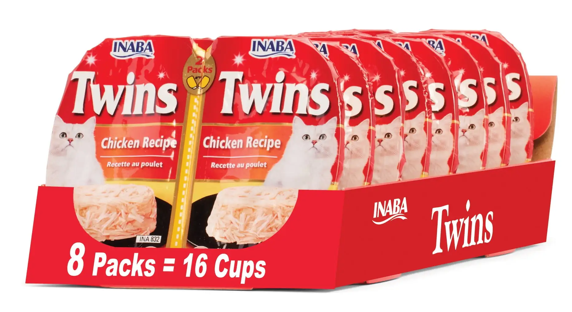 Inaba Twins Wet Cat Topper Cups. 1.23 oz Serving. 16 Servings. Chicken