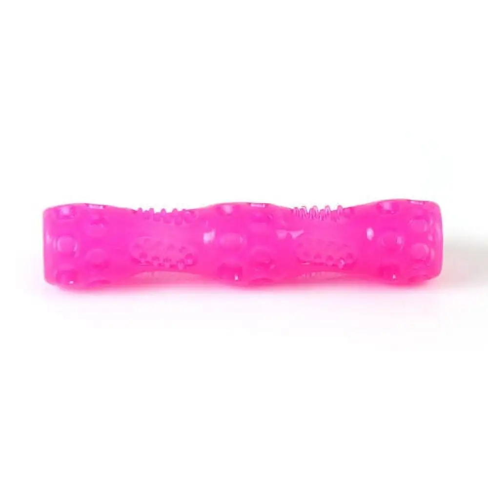 Indestructible Dog Chew Toy Aggressive Chewers Rubber Teeth Cleaning Bone - Pink