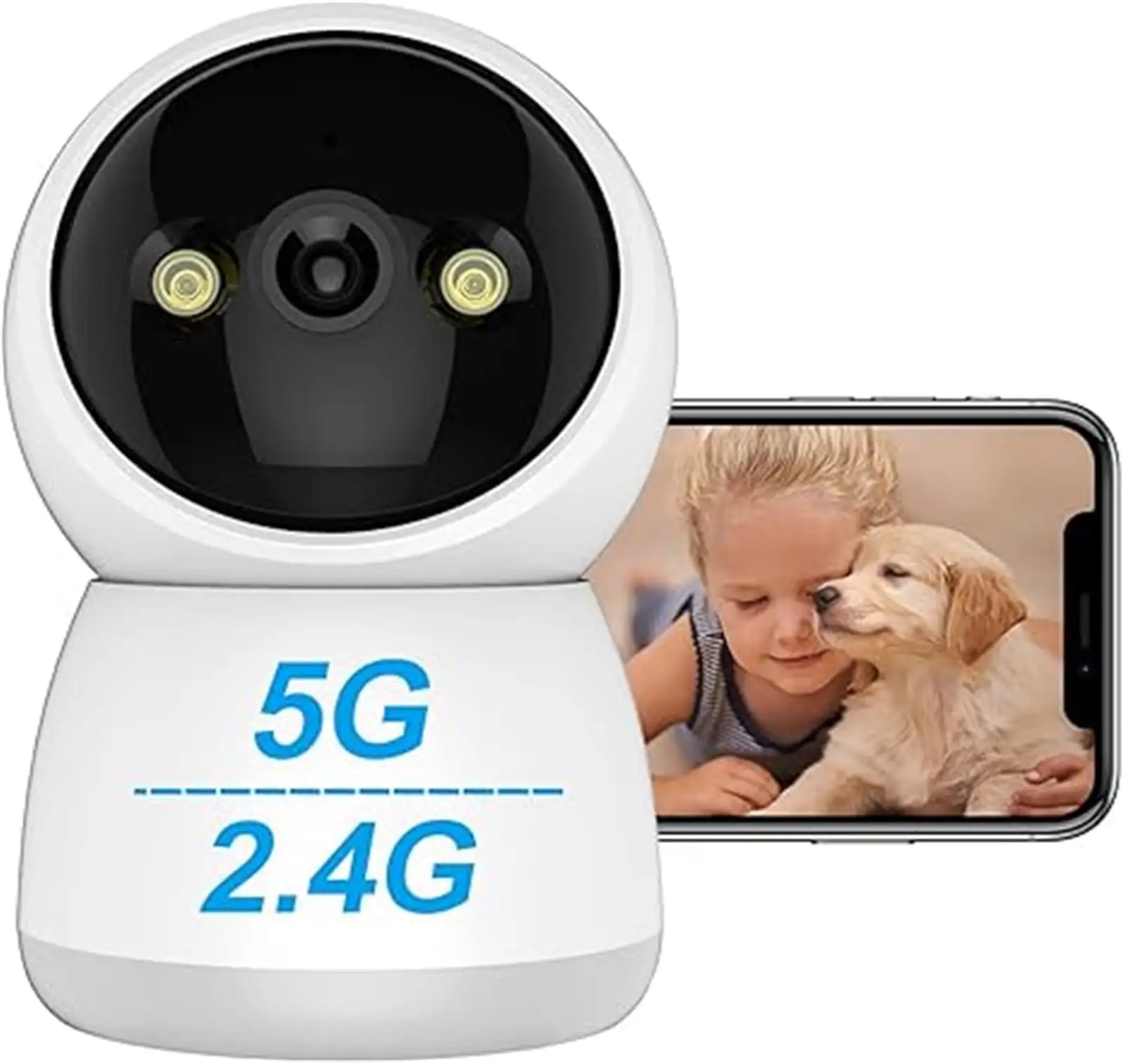 Indoor Security Camera 4MP. 360 Camera for Home Security with Motion Detection. 2.4G/5GHz WiFi Camera with Night Vision & 2-Way Audio for House. Dog/Cat/Baby Monitor