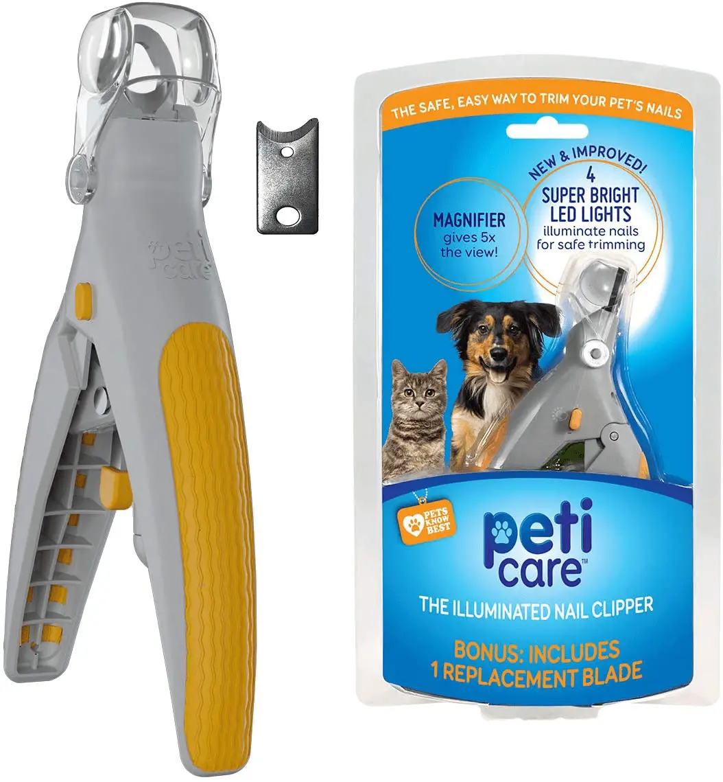 Innovations LED Light Pet Nail Clipper- Great for Trimming Cats & Dogs Nails & Claws. 5X Magnification That Doubles as a Nail Trapper. Quick-Clip. Steal Blades with REPLACMENT BLADES