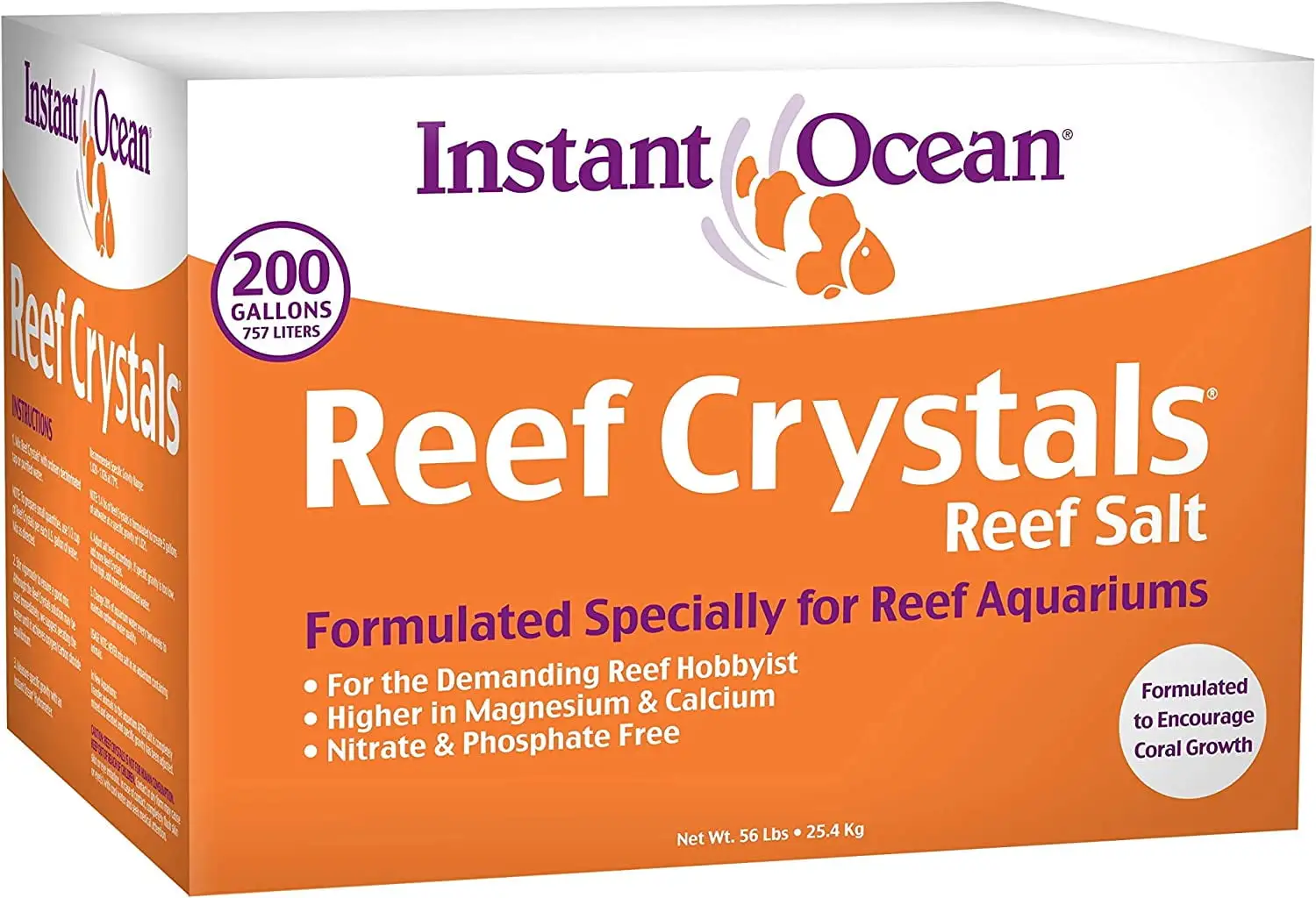 Instant Ocean Reef Crystals Aquarium Sea Salt for Reef Saltwater Aquariums. 200 gal