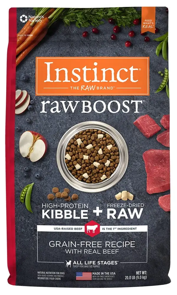 Instinct Raw Boost Grain-Free Recipe with Real Beef Natural Dry Dog Food by Nature's Variety. 20 lb. Bag