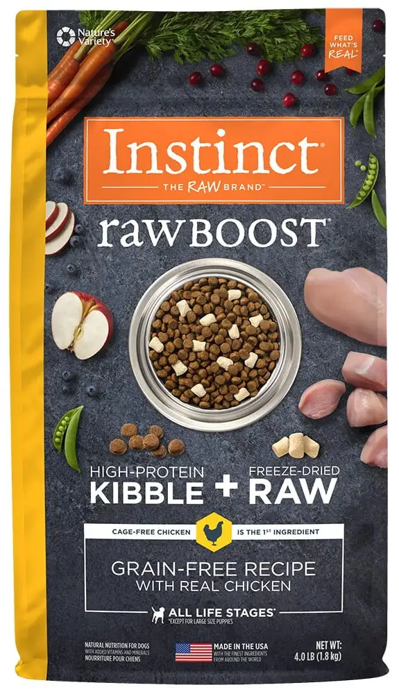 Instinct Raw Boost Grain-Free Recipe with Real Chicken Natural Dry Dog Food by Nature's Variety. 4 lb. Bag