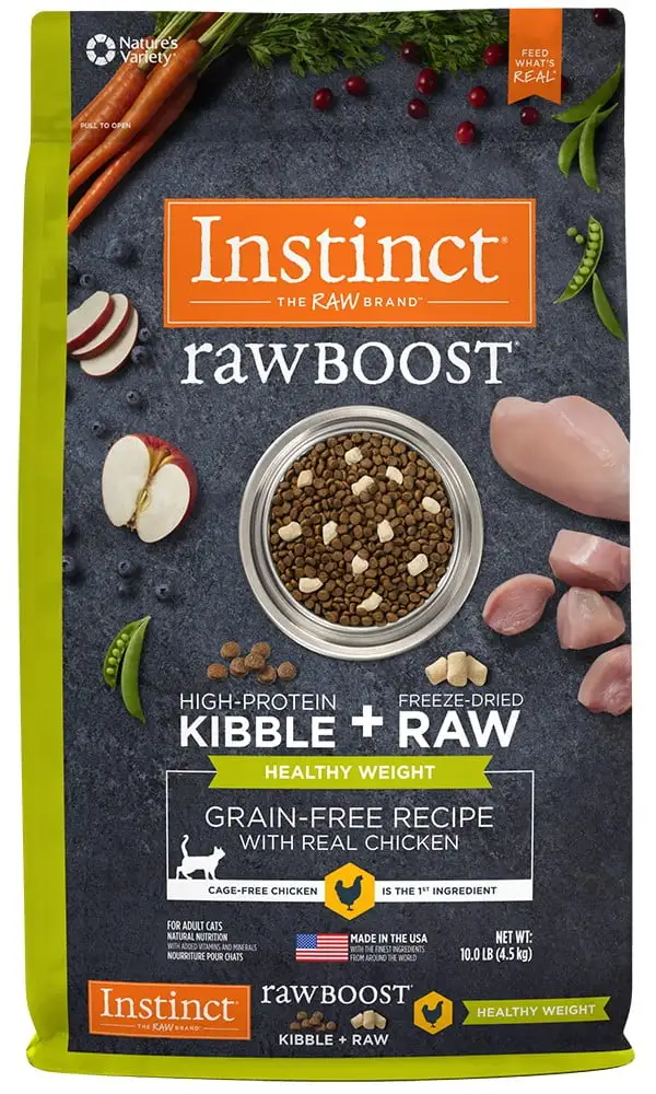 Instinct Raw Boost Healthy Weight Grain-Free Recipe with Real Chicken Natural Dry Cat Food by Nature's Variety. 10 lb. Bag