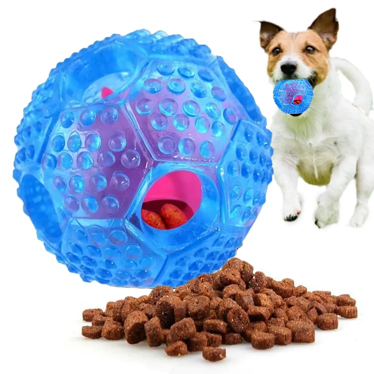 Interactive Dog Toy - Ball Food Dispensing Toys for Small Medium Large Dogs Durable Chew Ball - Nontoxic Rubber and Bouncy Dog Ball - Cleans Teeth