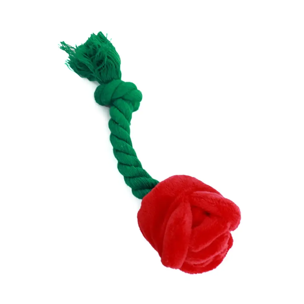 Interactive Stuffed Dog Chew Toy for Small and Medium Dogs Plush Squeak Toy Rose Flower Reducing Boredom & Anxiety