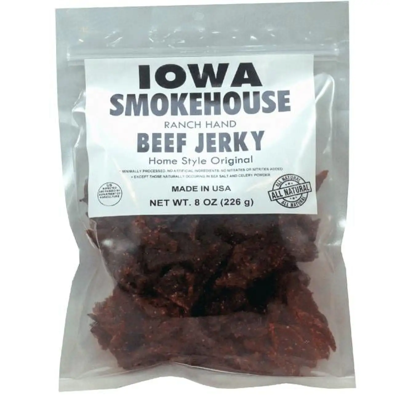 Iowa Smokehouse & Preferred Wholesale 102986 8 oz Ranch Hand Beef Homestyle Original Jerky