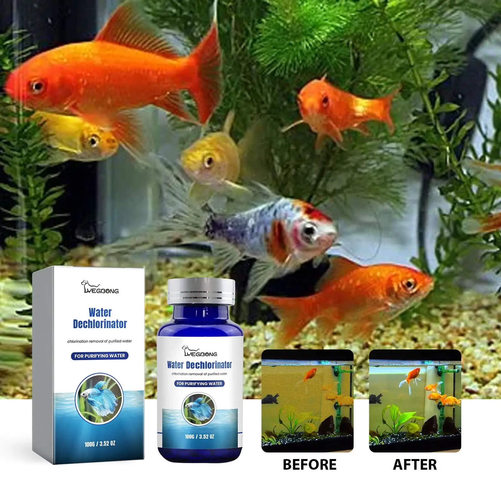 JGJJUGN Efficient Aquarium Water Treatment Tablets - 100g Dechlorination for Safe. Clean. and Stable Fish Pond Environments