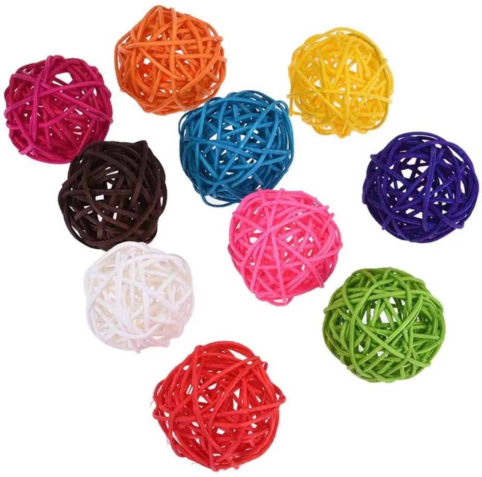 JPLZi 10 Rattan Balls. Toy For Birds Such As Parrots. Parakeets. Parakeets. Lovebirds. 6cm