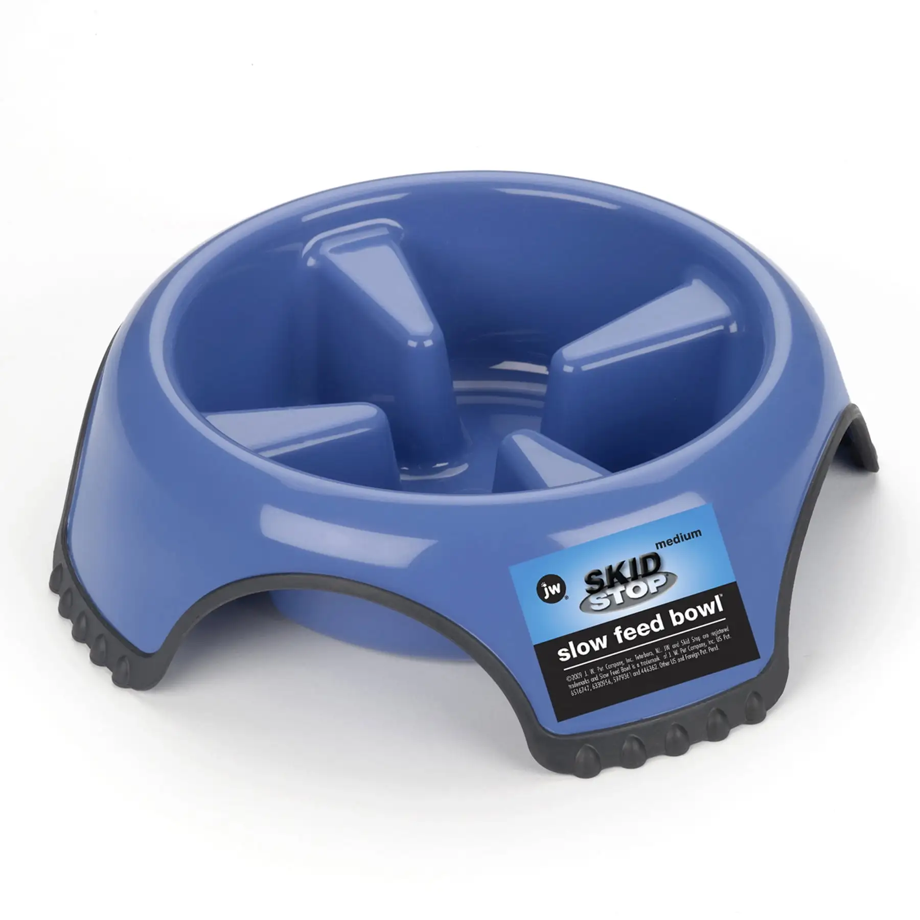 JW Pet Skid Stop Slow Feed Rubber Base Plastic Dog Bowl For Small to Medium Dogs. 1 Cup. Medium