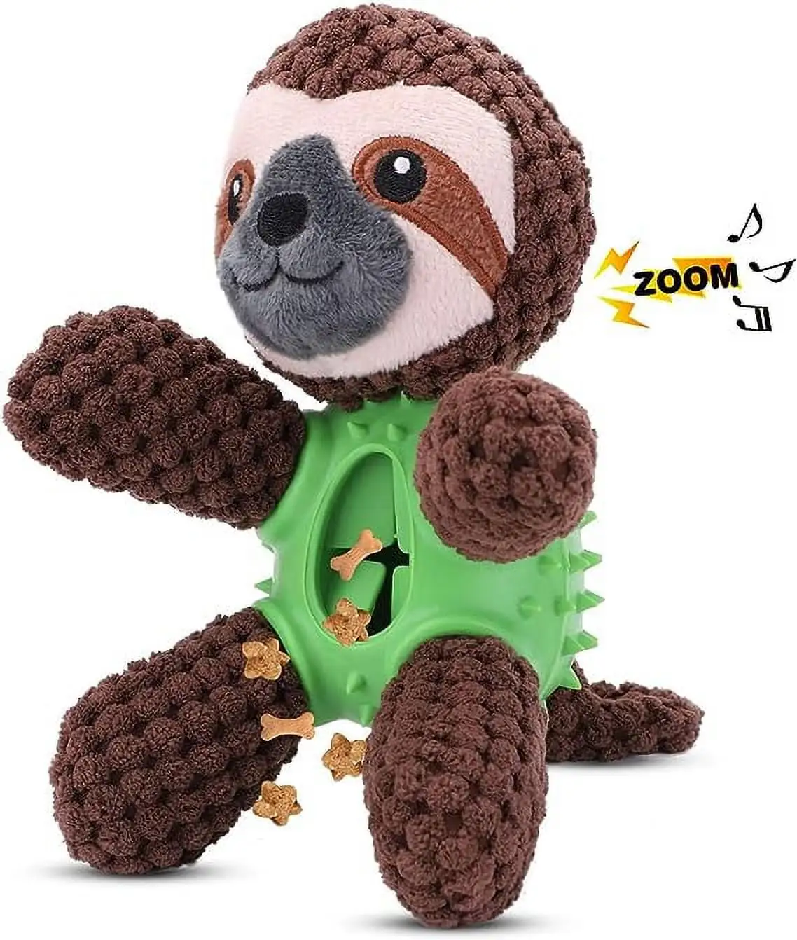 JYPS 4 in 1 Plush Dog Toy for Boredom. Stuffed Soft Puppy Chew Toy with Treat Dispenser. Squeaky Interactive Dog Toy for 8 Weeks Small and Medium Dogs Christmas Gift Teething (Brown Sloth)