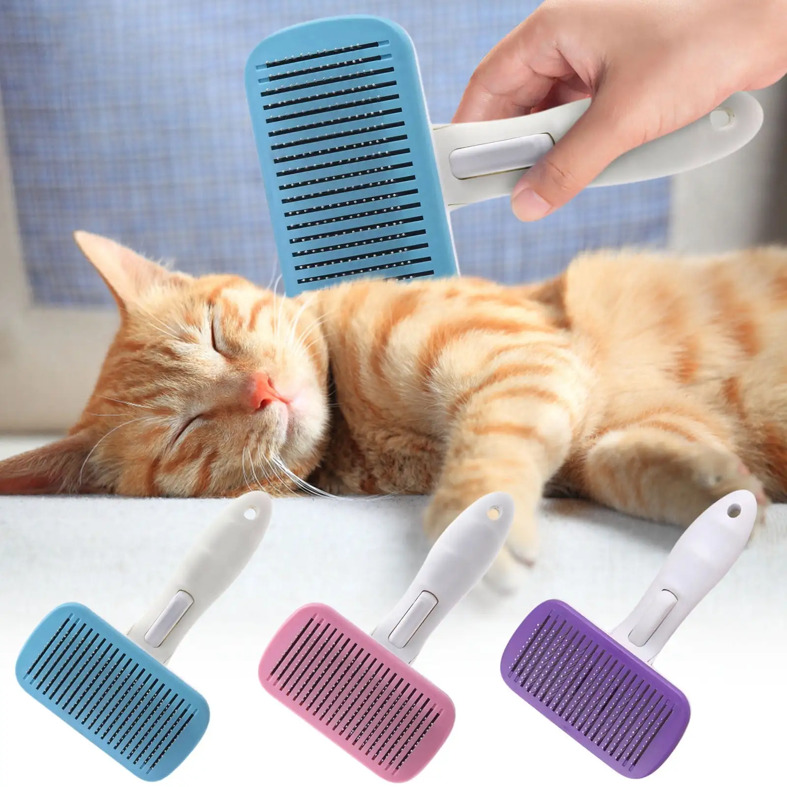 Jacenvly 2024 New Pet Essentials Clearance Automatic Hair Removal Comb For Removal Needle Comb For Pet Dogs Blue