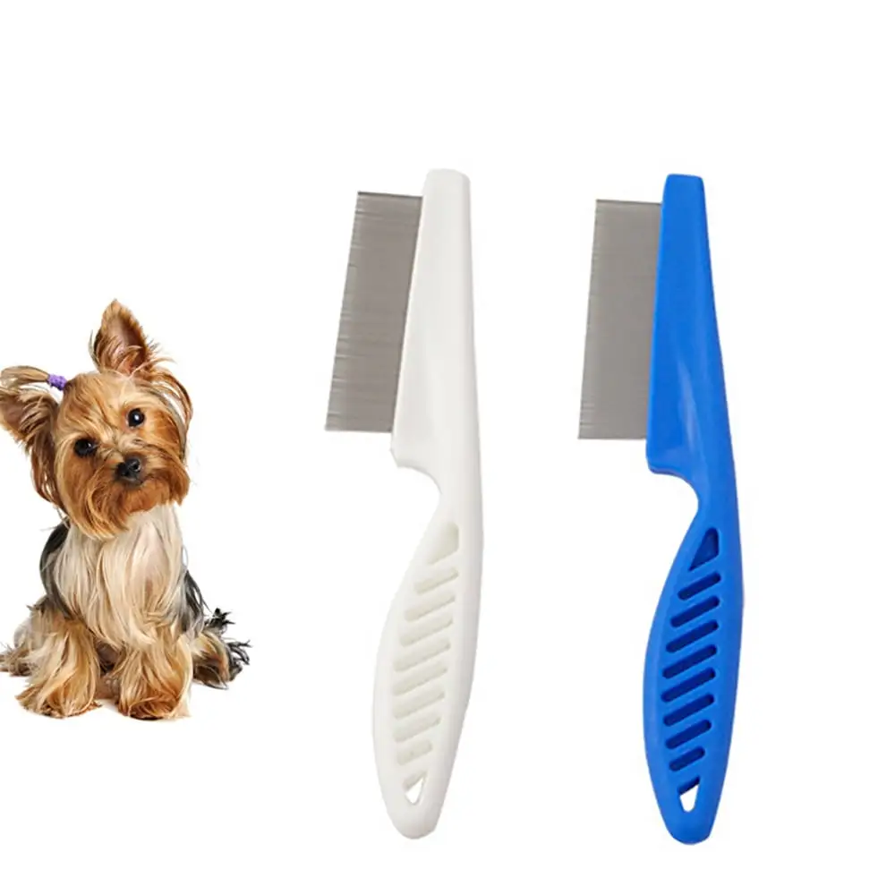 Jacenvly 2024 New Pet Supplies Clearance Pet Hair Grooming Comb Flea Shedding Brush Puppy Dog Stainless Comb Blue