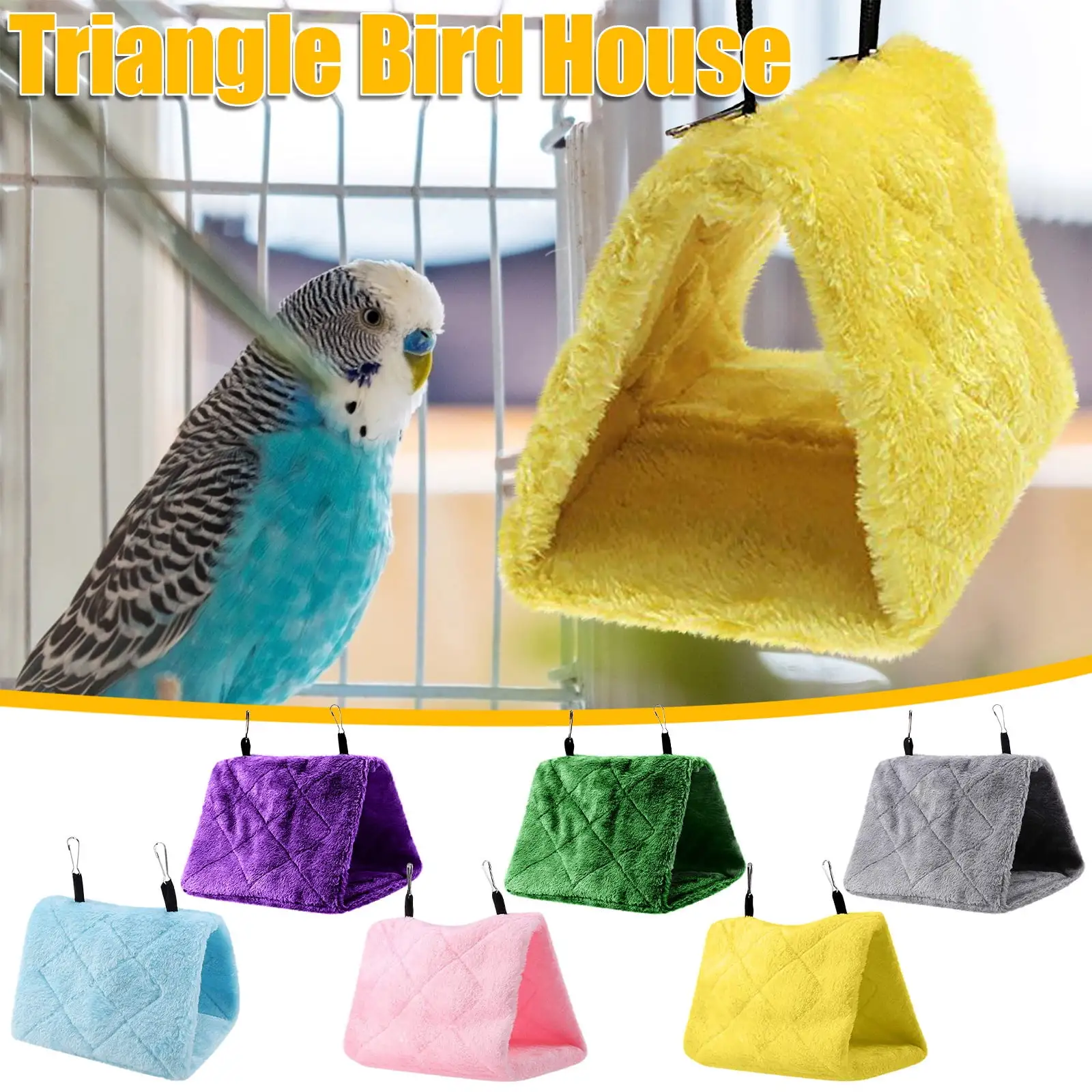 Jacenvly 2024 New Pet Supplies Clearance Winter Warm Bird House Plush Bird Hanging Cave Happy Hut Bird Parrot Blue