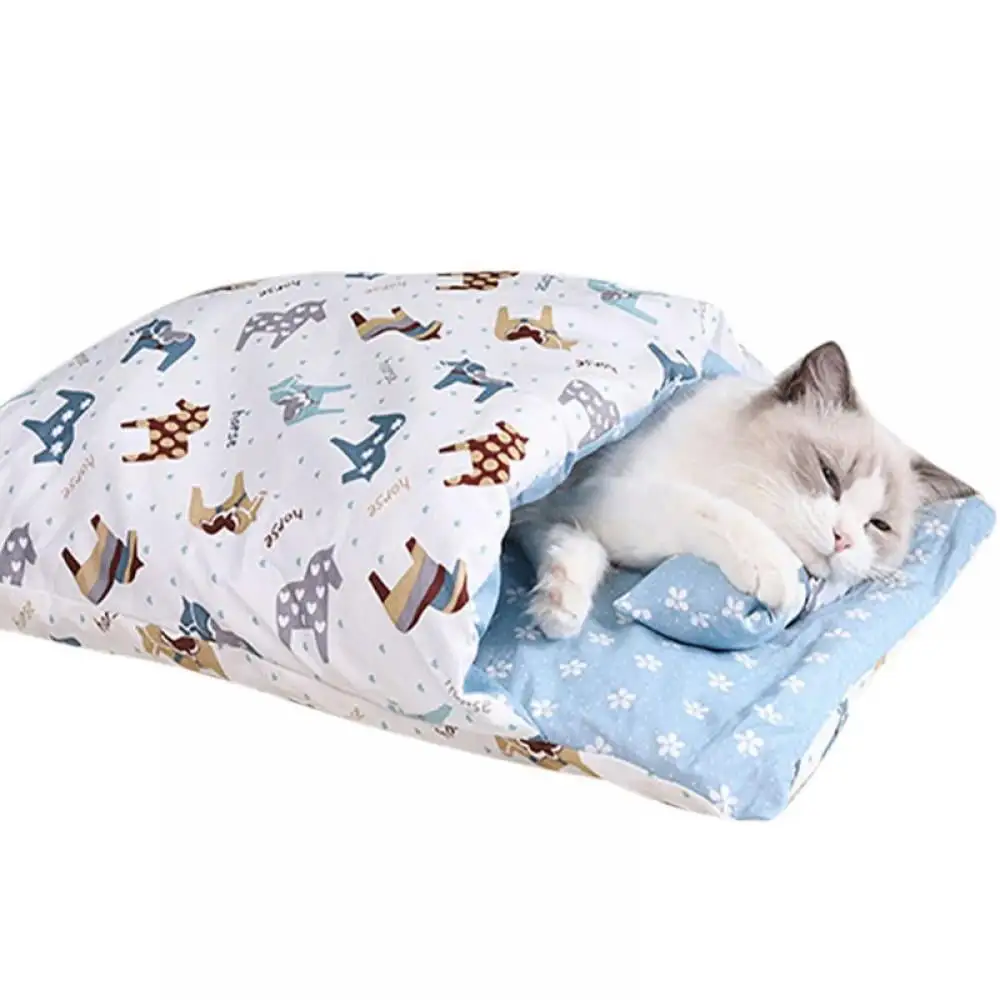 Japanese-style Pet Cat Sleeping Bed.Cat Cave Bed for Indoor Cats & Small Dogs.Cat Bag with a Pillow Cat House Self Warming Cat Bed Mat Carpets