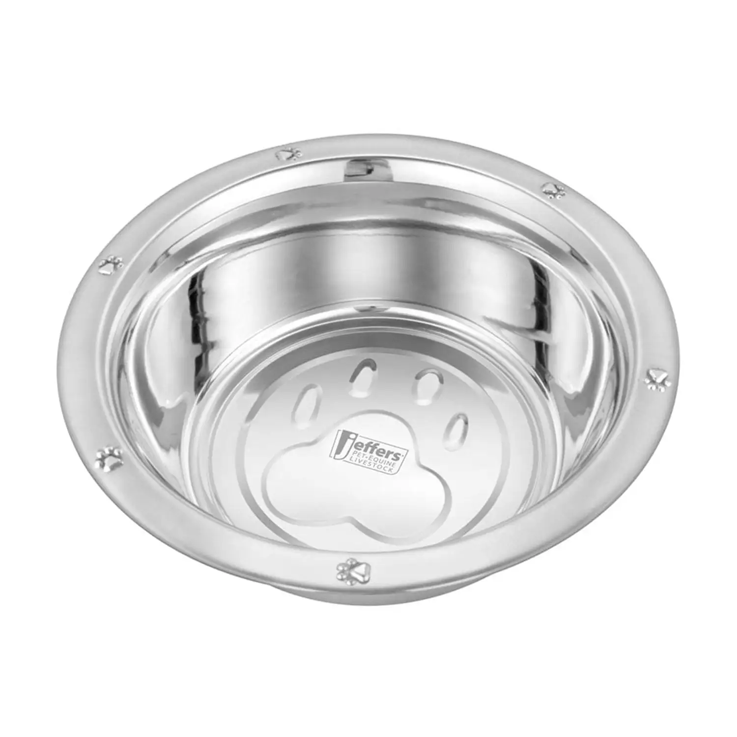 Jeffers Stainless-Steel Embossed Dog Bowl | Wide Lip | 1 Pint | 77220E