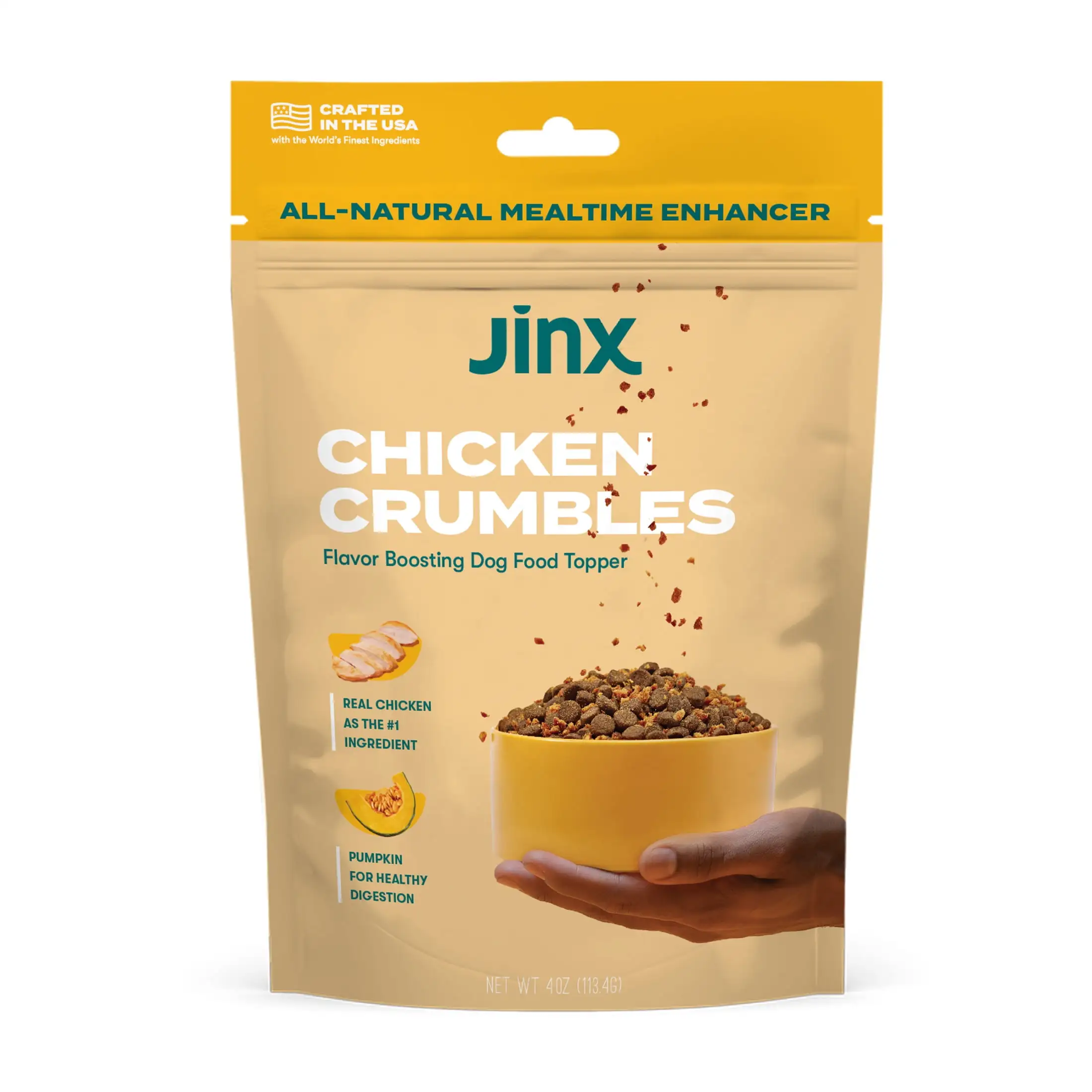 Jinx Crumbles Chicken Recipe Flavor-Boosting Natural Dog Food Topper. 4 oz Bag