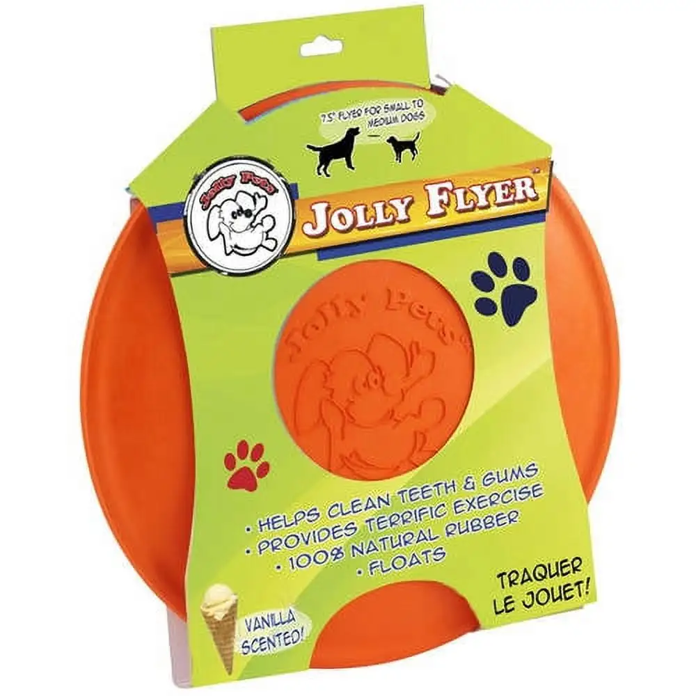 Jolly Pets Flyer Floating Rubber Dog Toys. Orange. 7.5