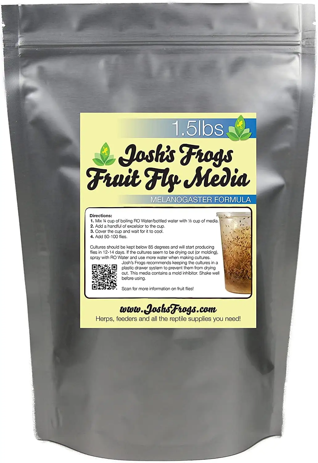 Josh's Frogs Melanogaster Fruit Fly Media 1.5 lbs / 1.35 Quarts (makes 10 fruit fly cultures)