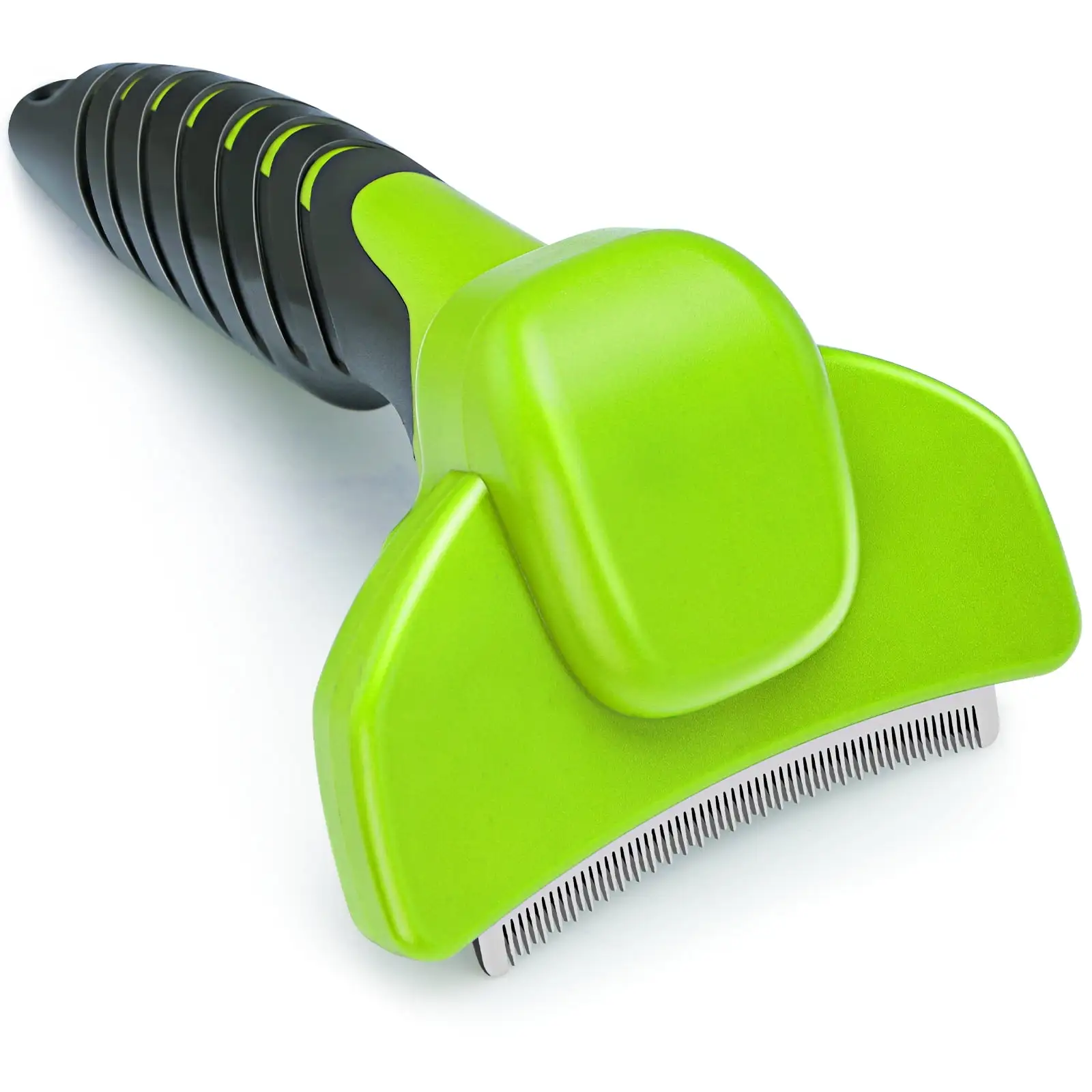 Joytale Pet Grooming Brush. Self Cleaning Deshedding Brush for Large Dogs and Cats. Green