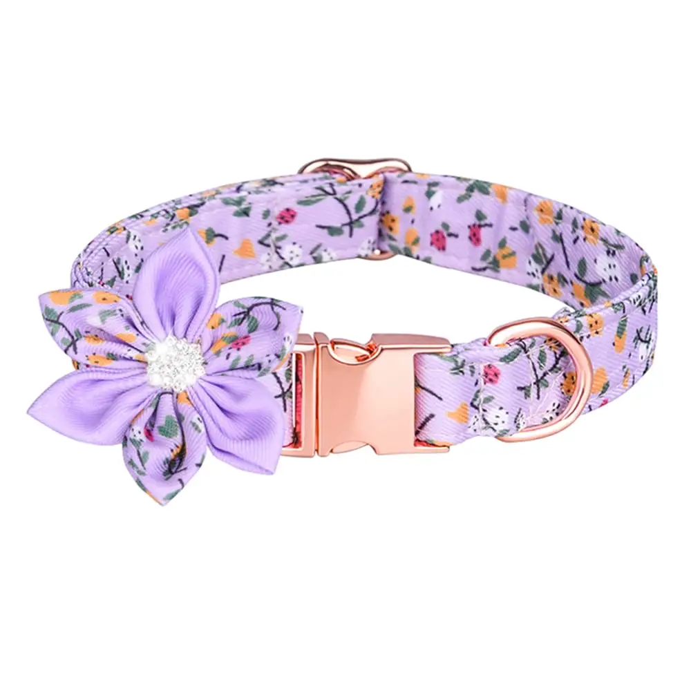 Jpetyy Dog Collar Floral Print Adjustable Girl Female Pet Cat Collar