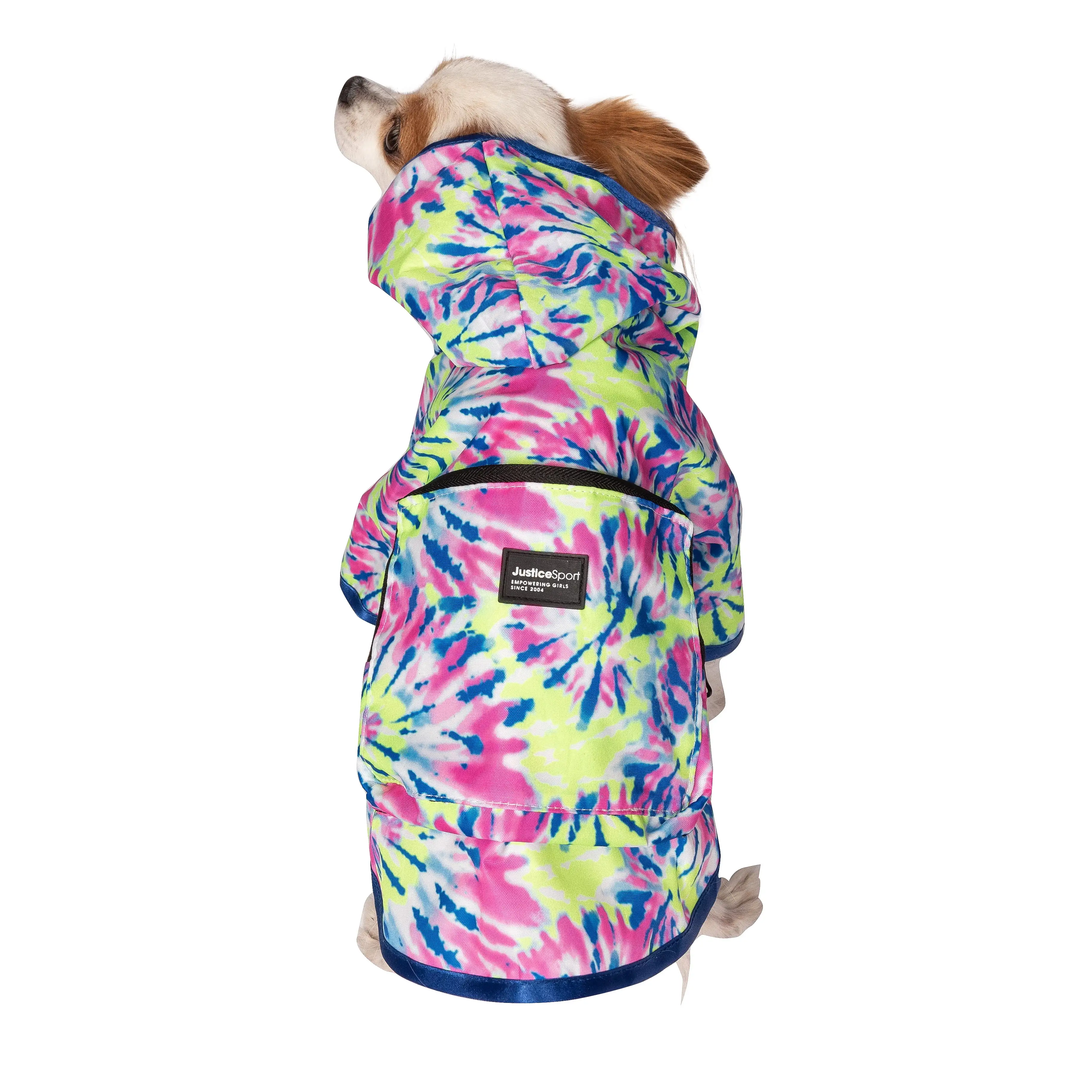 Justice Pet Packable Waterproof Tiedye Dog Raincoat. XS