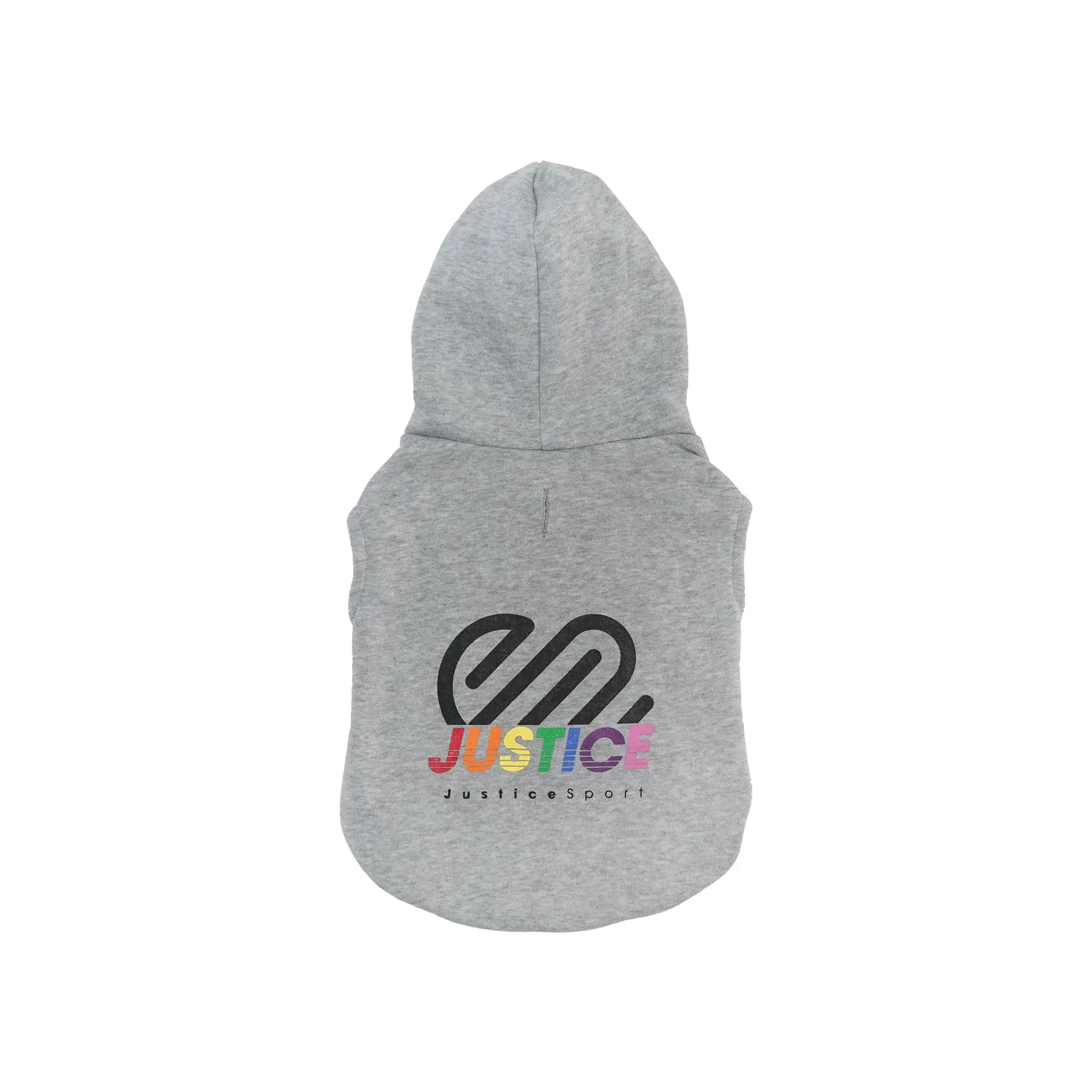 Justice Pet-Pet Apparel-Pet Hoodie-Justice Grey Hoodie With Justice Logo For Dogs And Cats-For Small Sized Dogs And Cats-Size Small