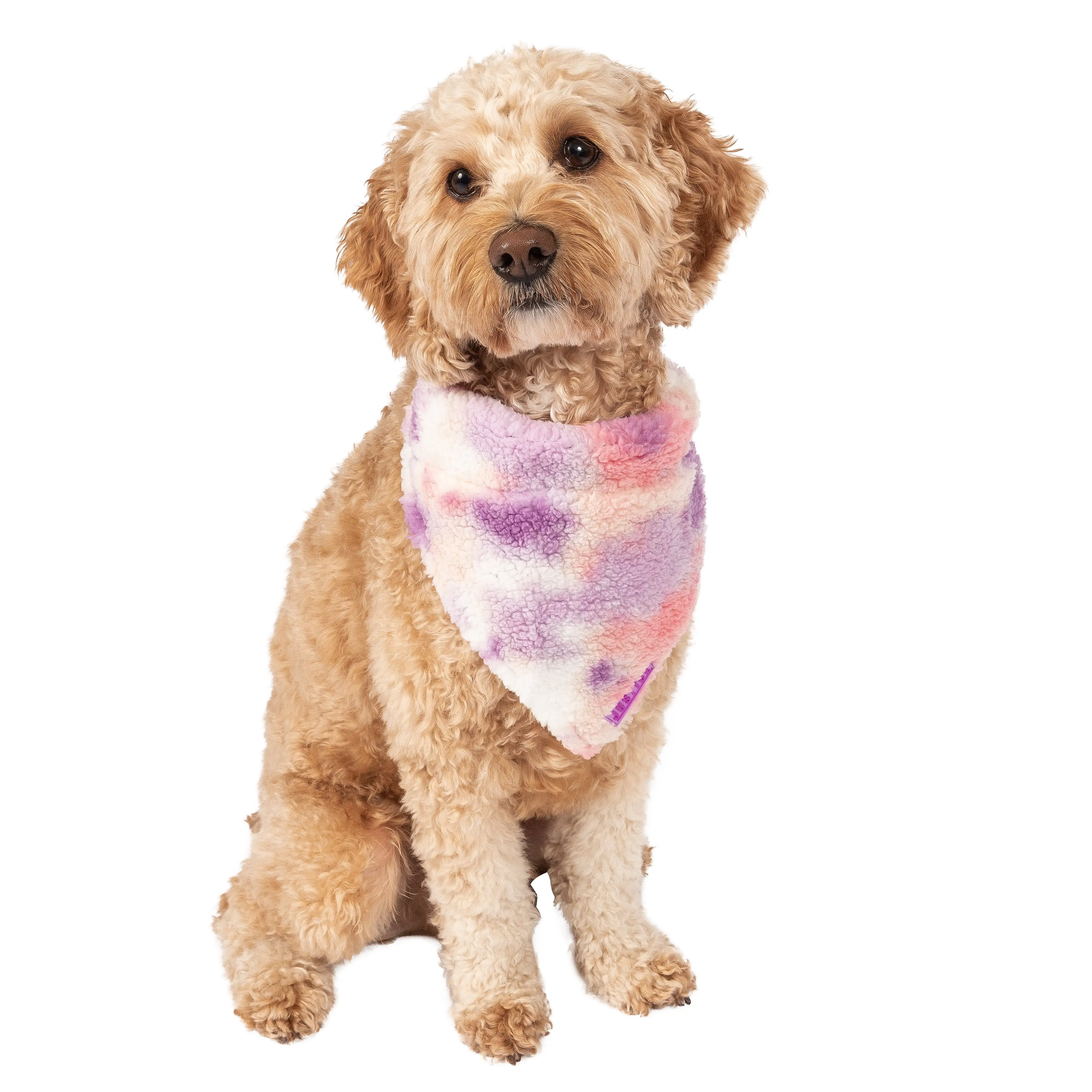 Justice Pet Polyester Sherpa Tiedye Dog Bandana. Pink. MD/LG