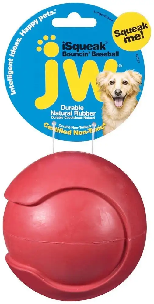 Jw Pet Isqueak Bouncing Baseball Rubber Dog Toy - Large - 4 Diameter