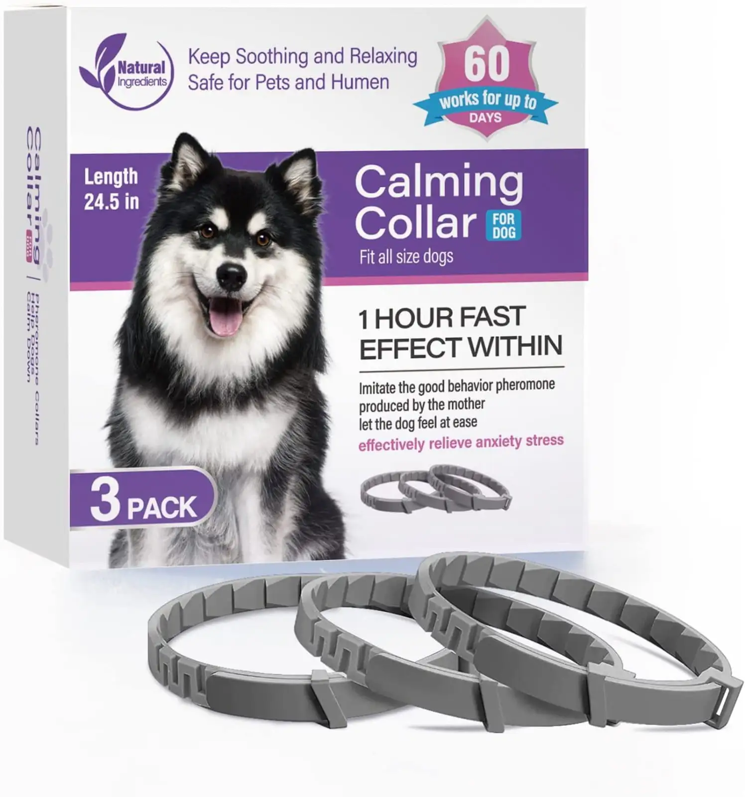 KANY 3PC Pet Calming Pet Calming Products Calming Collar for Dogs. Helping Calm Their Collars and Use Good Behavior Imitation Pheromone Technology To Pet Anxiety and Stress Collar