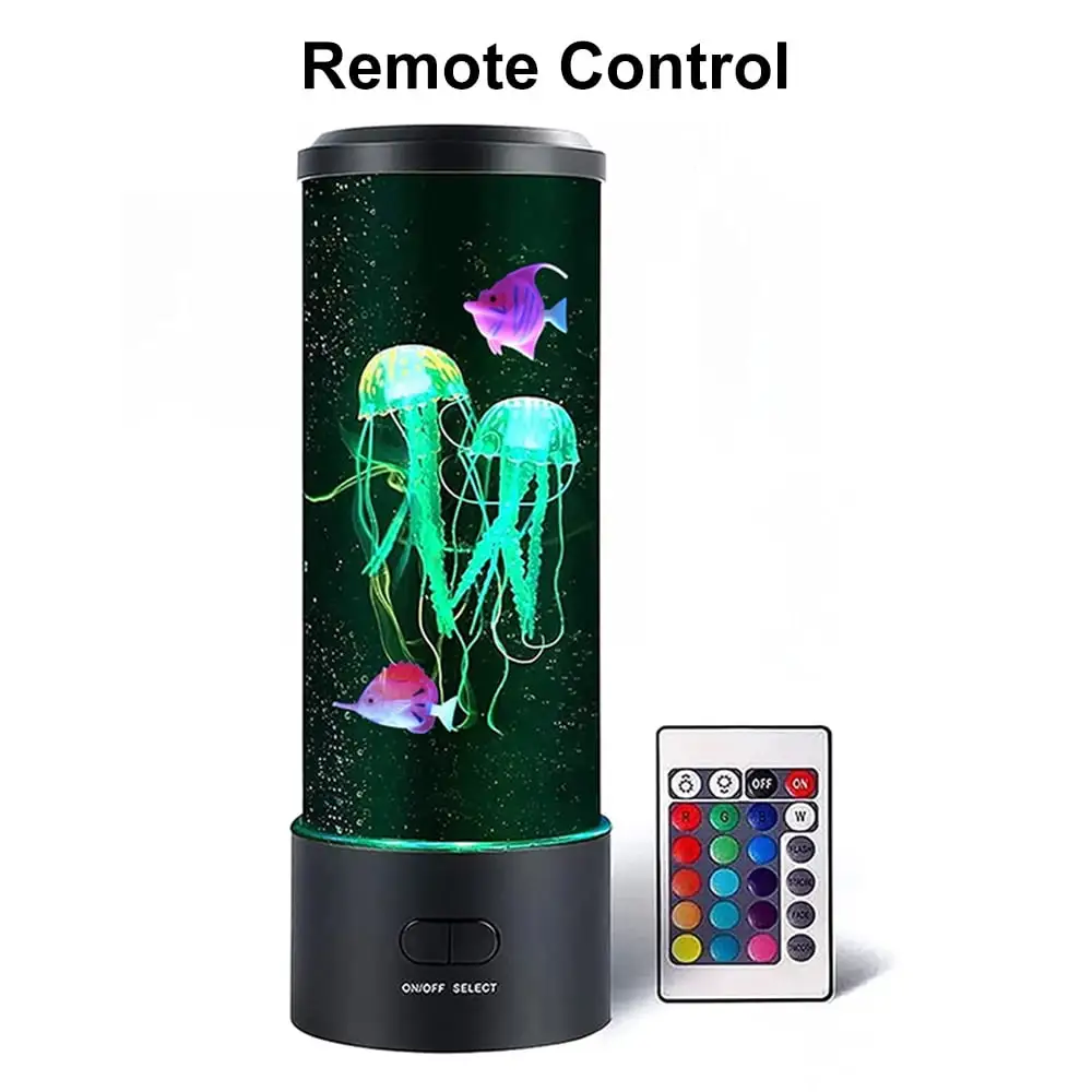 KKMOL LED Jellyfish Lamp Jellyfish Mood Lamp 16 Colour Changing Jellyfish Aquarium Lamp Sensory Treatment Deco Room Night Light