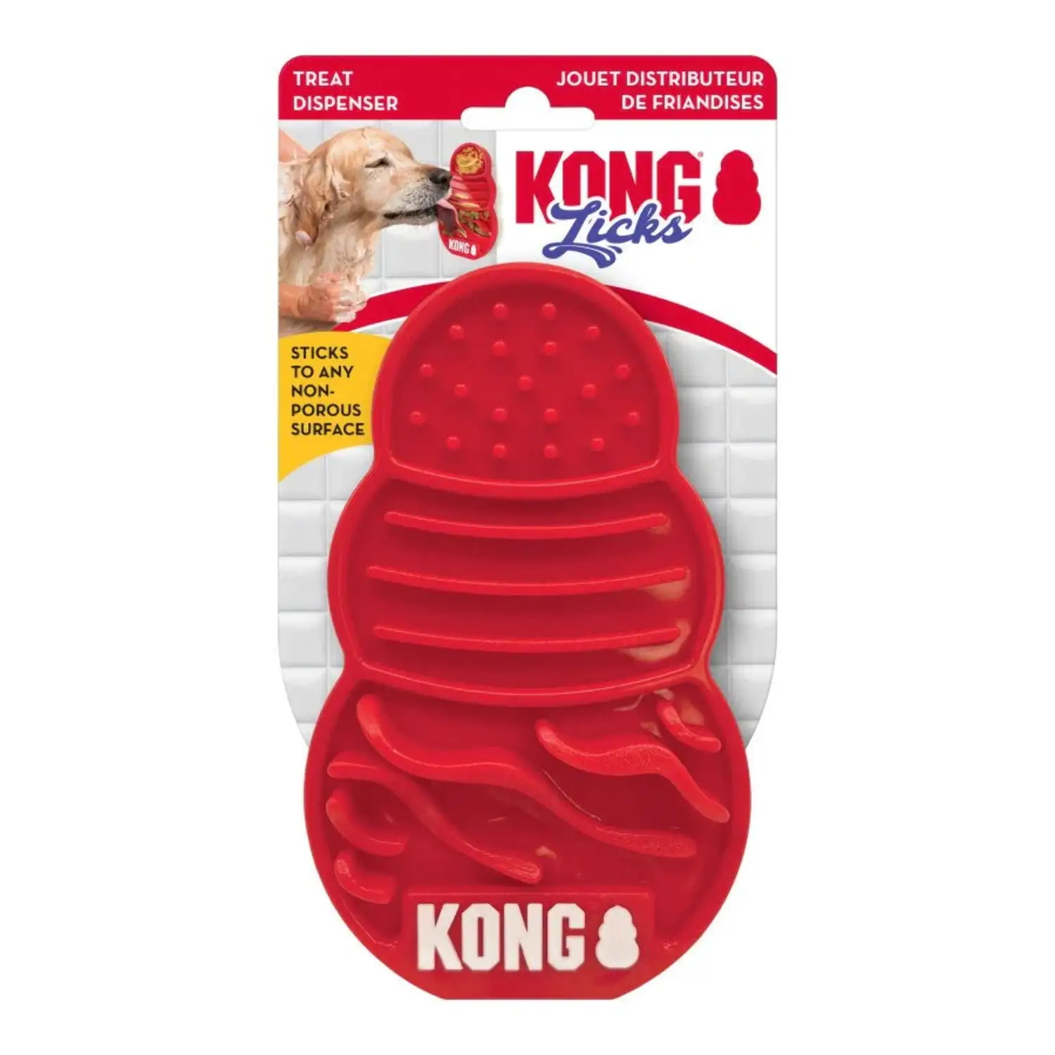 KONG Licks Dog Toy Treat Dispenser Sticks to Any Non-Porous Surface