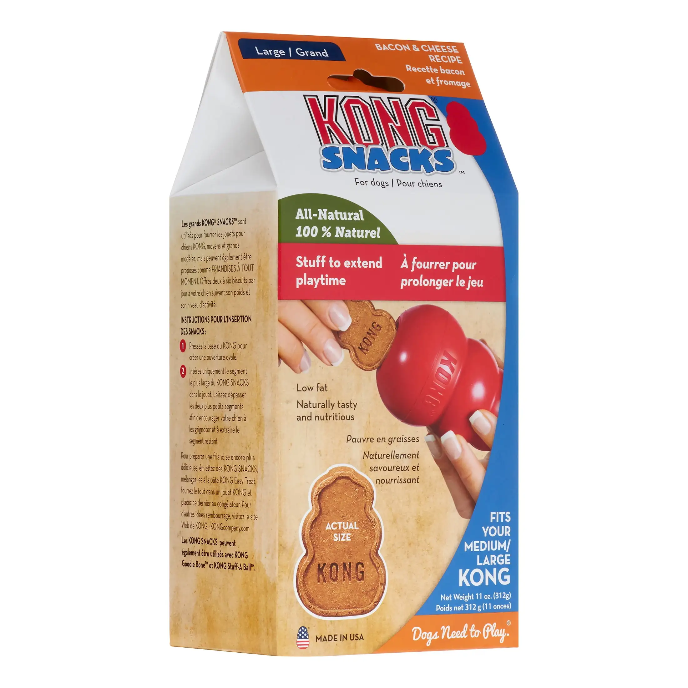 KONG Snacks Large Bacon & Cheese Dry Dog Treat. 11 Oz.