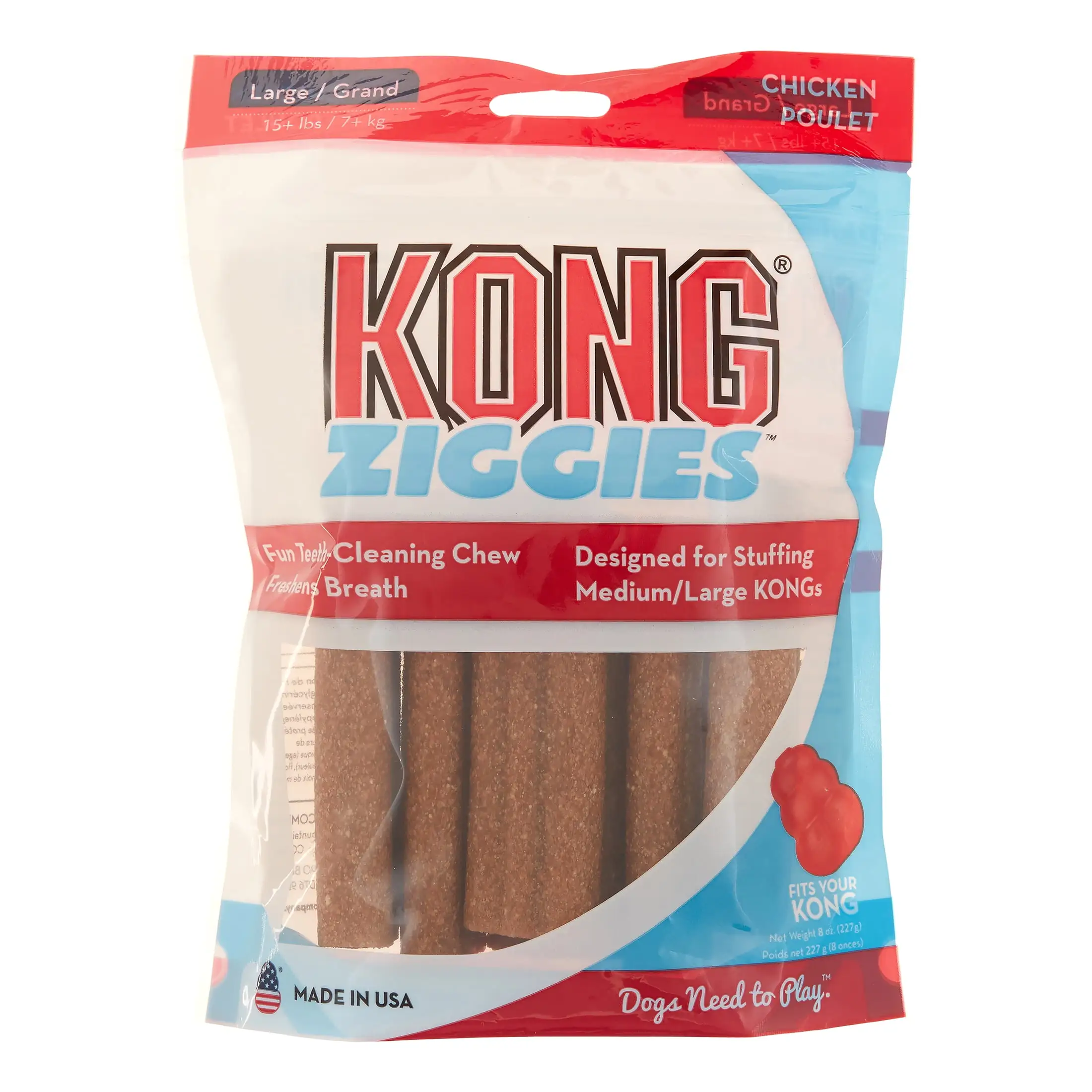 KONG Ziggies Large Chicken Dry Dog Treat. 6 Ct