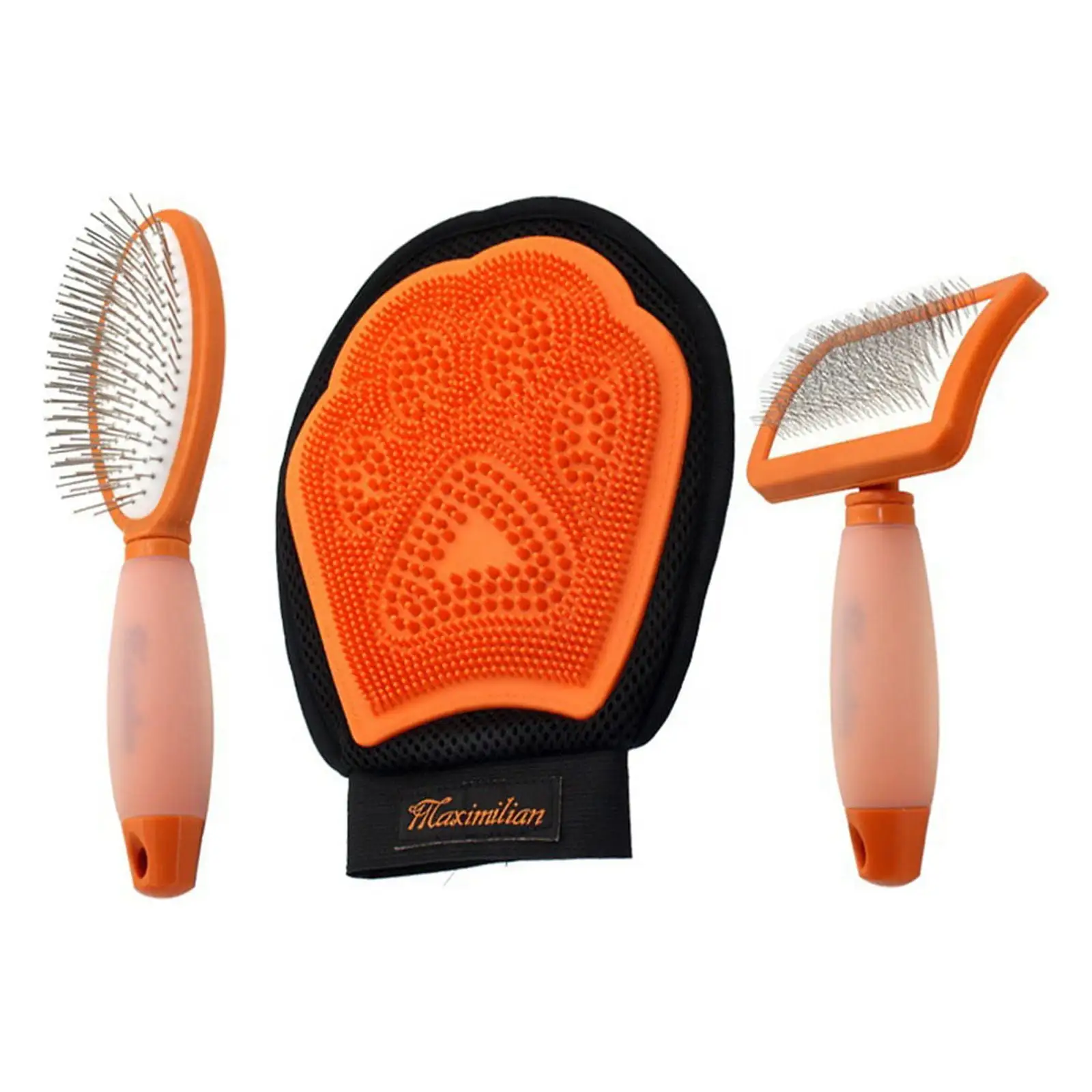 KTMGM Pet Shampoo & Bath Brush Soothing Massage Rubber Comb & Bath Gloves. For Long Short Haired Dogs Cats 3 Pcs