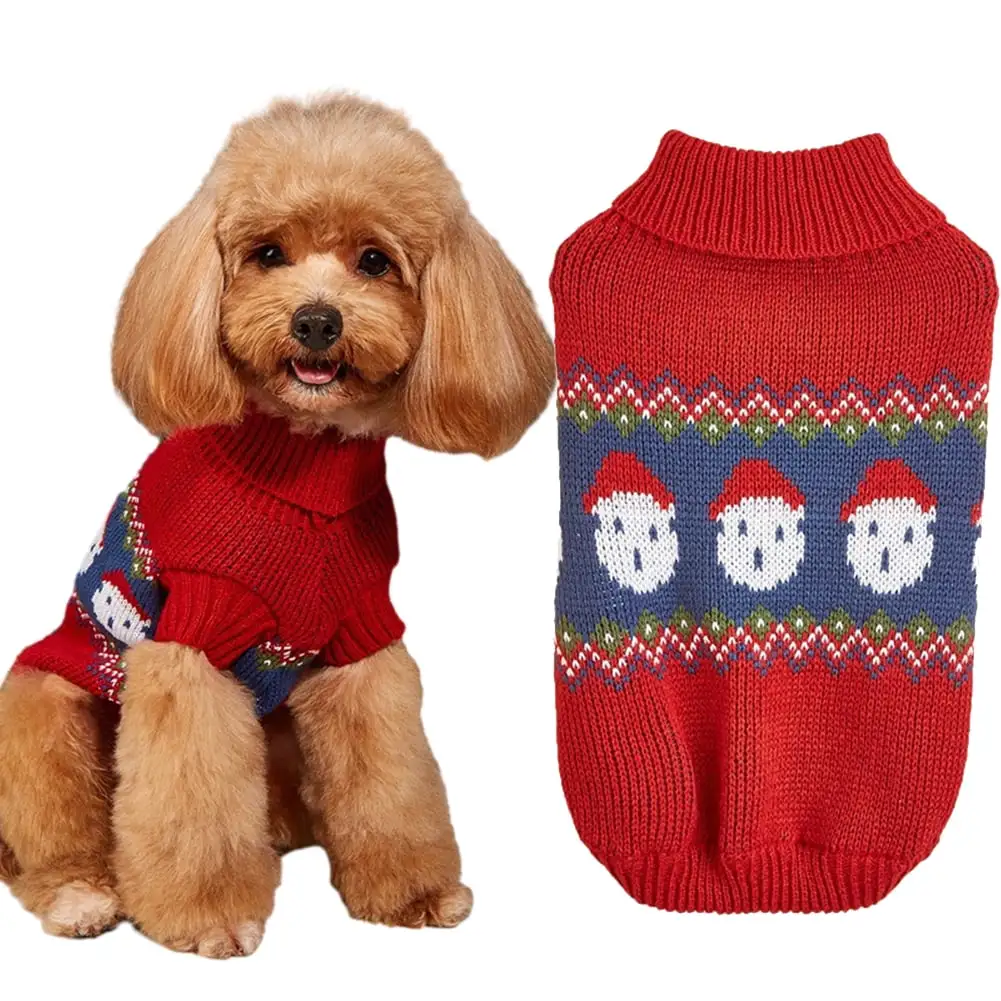 KYAIGUO Christmas Dog Puppy Sweater Cats Costumes.Small Medium Warm & Comfortable Xmas Turtleneck Dog Puppy Sweaters for Fall Winter