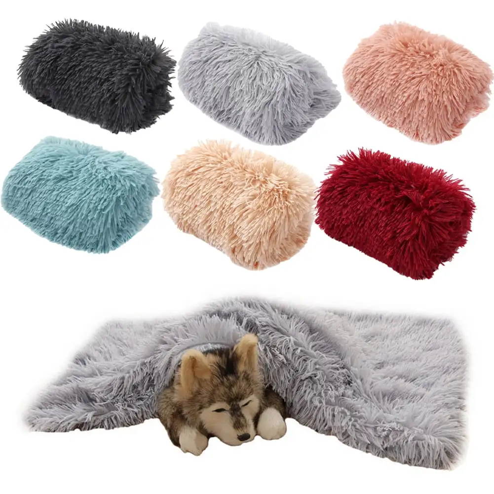 KYAIGUO Fleece Dog Cat Bed Fluffy Waterproof Dog Crate Side Padding Dog Cat Beds & Furniture Reversible Cat Puppy Bed Mat Plush Washable Pad for Small Medium Dogs Cats