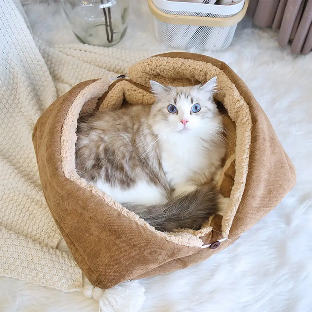 KYAIGUO Winter Cat Bed. Dog Beds for Small/Medium Dogs. Foldable Double-Sided Warm Pet Bed for Indoor Bedroom Car