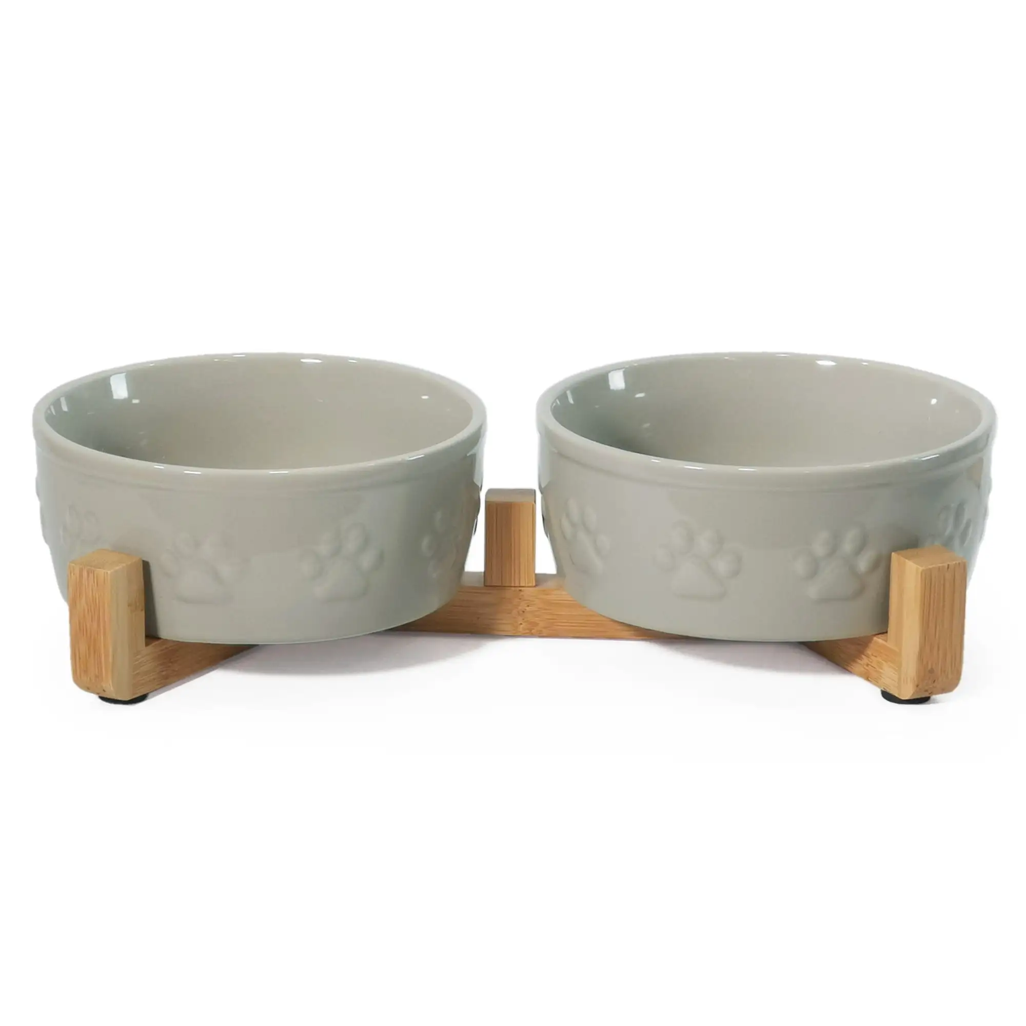 Kaiikai's Dog Bowls and Cat Food Bowl Ceramic Dog Water Bowl Raised Dog Food Bowls 24.5 oz Elevated Cat Bowls Non-Slip Dog Bowl Stand Raised Cat Food Bowls with Bamboo Stand Weighted Cat Water Bowl