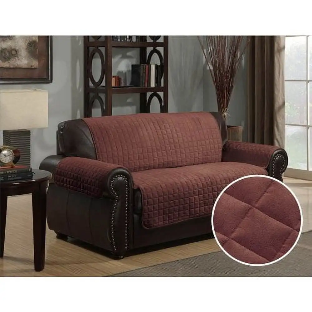 Kashi Home Microsuede Box Cushion Loveseat Slipcover Brown