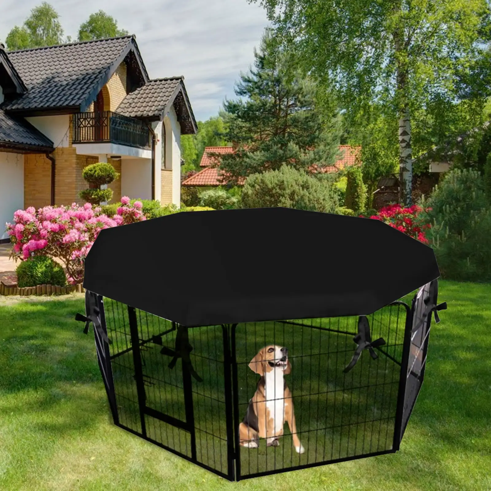 Kayannuo Christmas Clearance Dog Playpen Cover -Sun/Rain Proof Dog Pen Cover Provide Shade And Security Outdoor Indoor. Fits 24in Pet Playpen With 8 Panels (Note: Playpen Not Included)