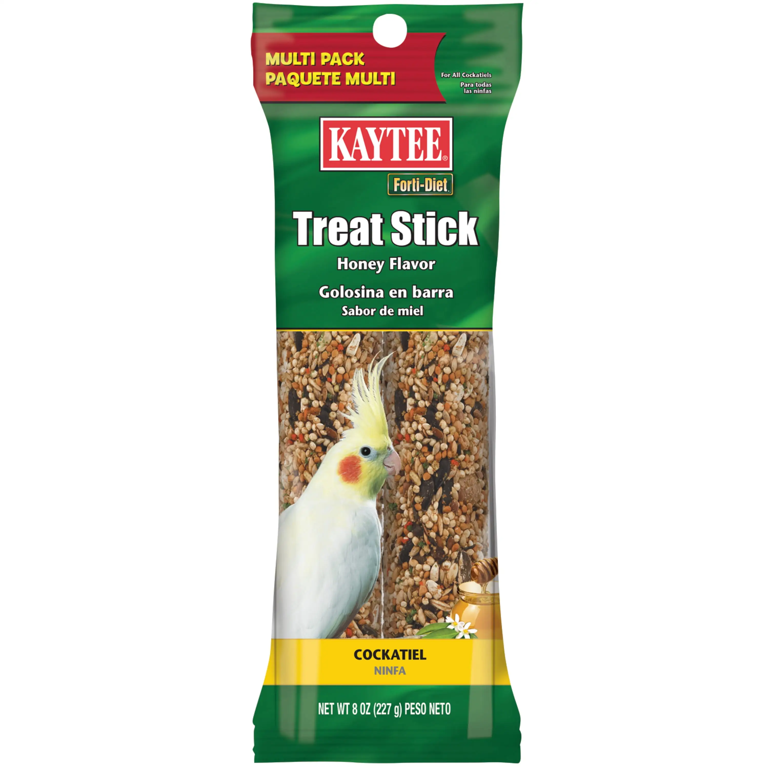 Kaytee Forti-Diet Honey Flavored Treat Stick for Cockatiels. Multipack