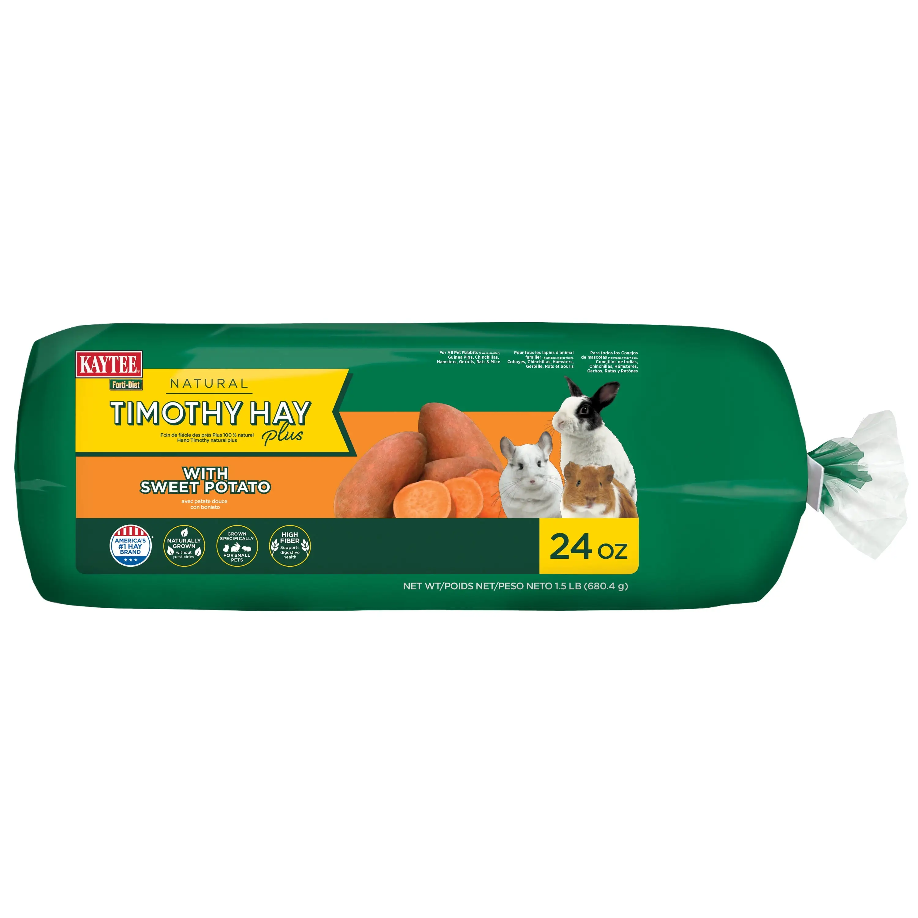 Kaytee Forti-Diet Timothy Ultra Hay with Sweet Potatoes For Small Animals. 24 oz