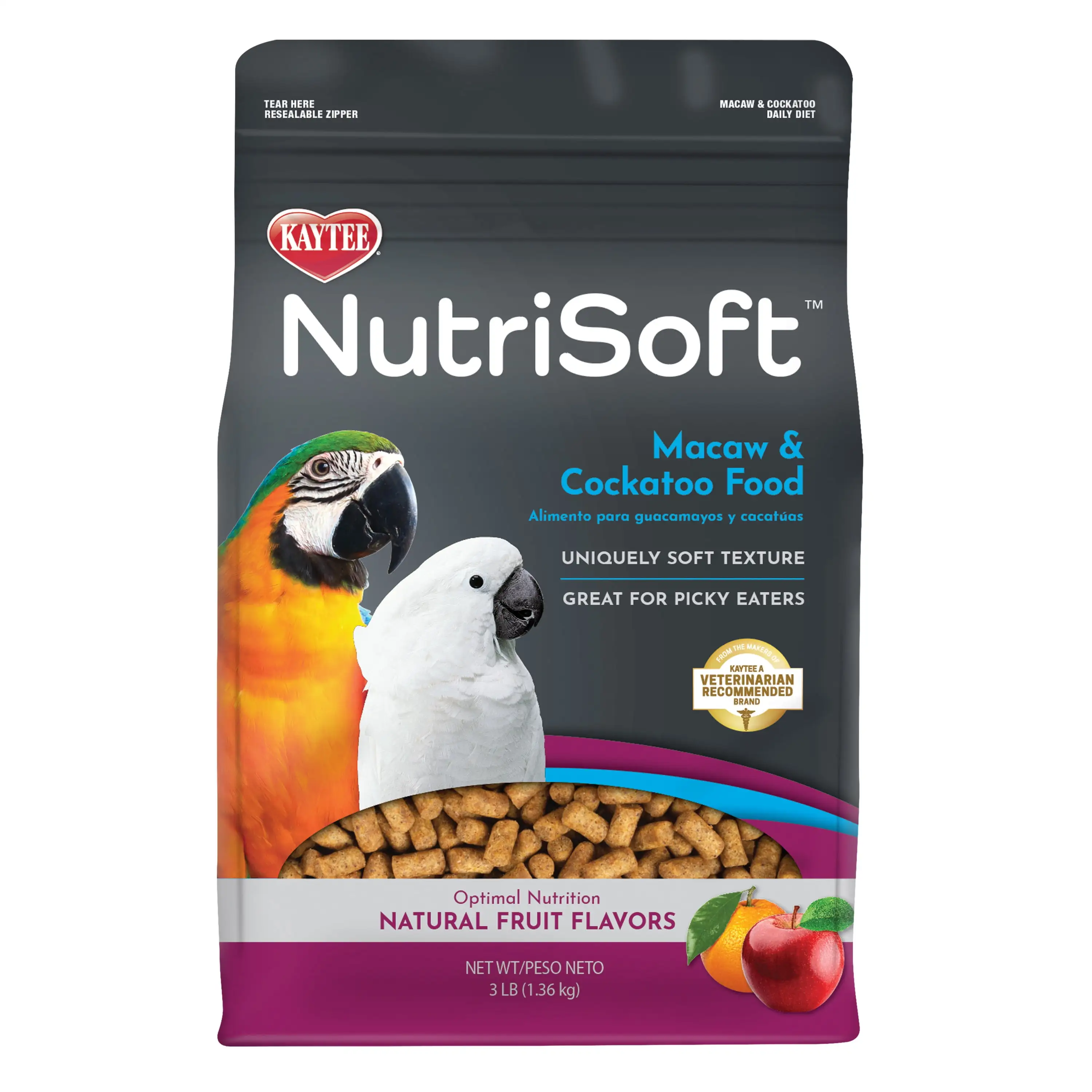 Kaytee Nutri Soft Macaw & Cockatoo Pet Bird Food. 3 lb.