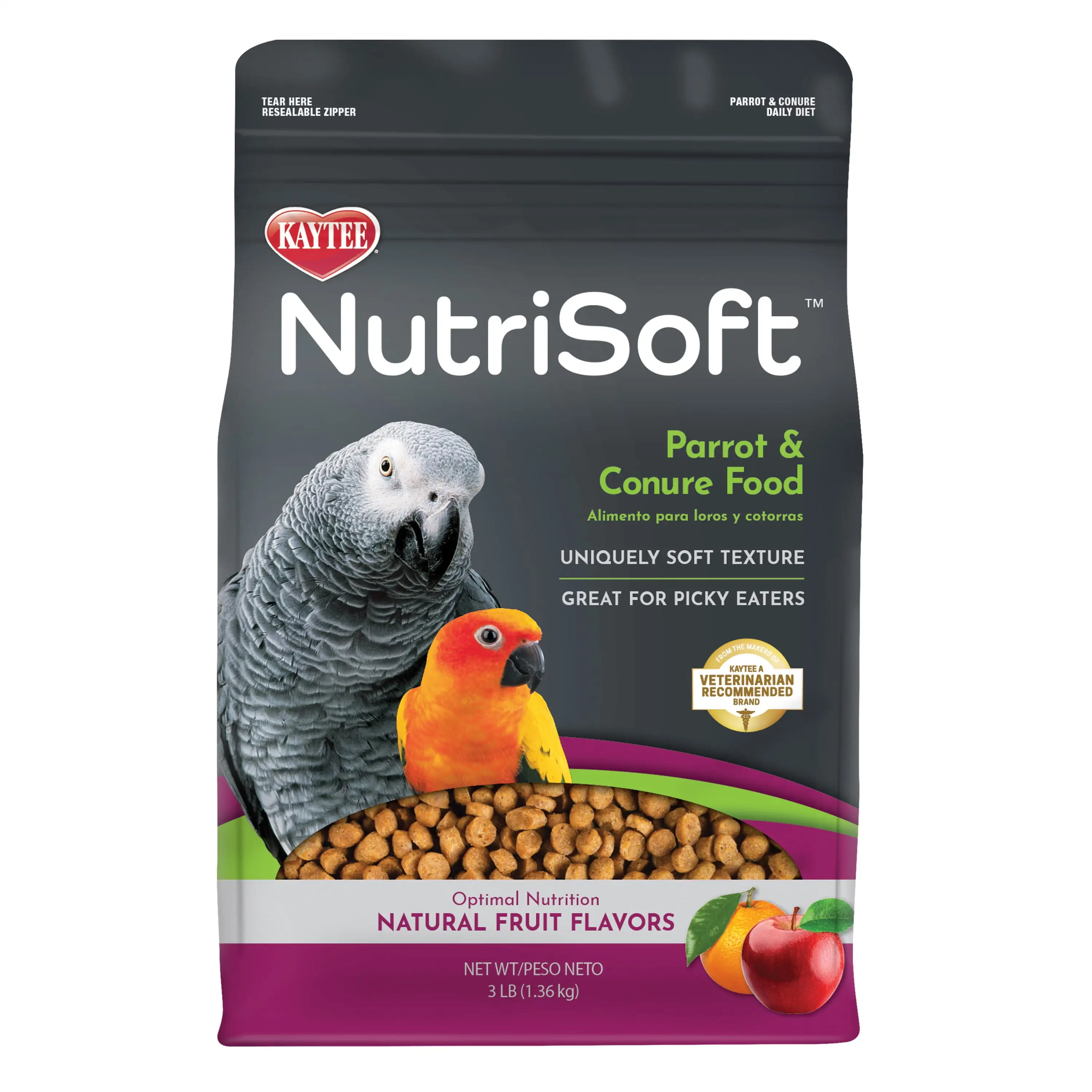 Kaytee Nutri Soft Pet Parrot & Conure Bird Food Seed. 3 Pound