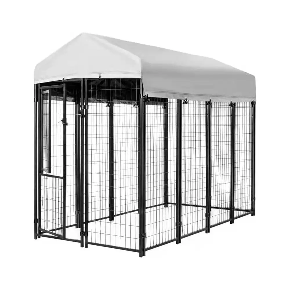 KennelMaster Black Welded Wire Dog Kennel. 8 ft. x 4 ft. x 6 ft