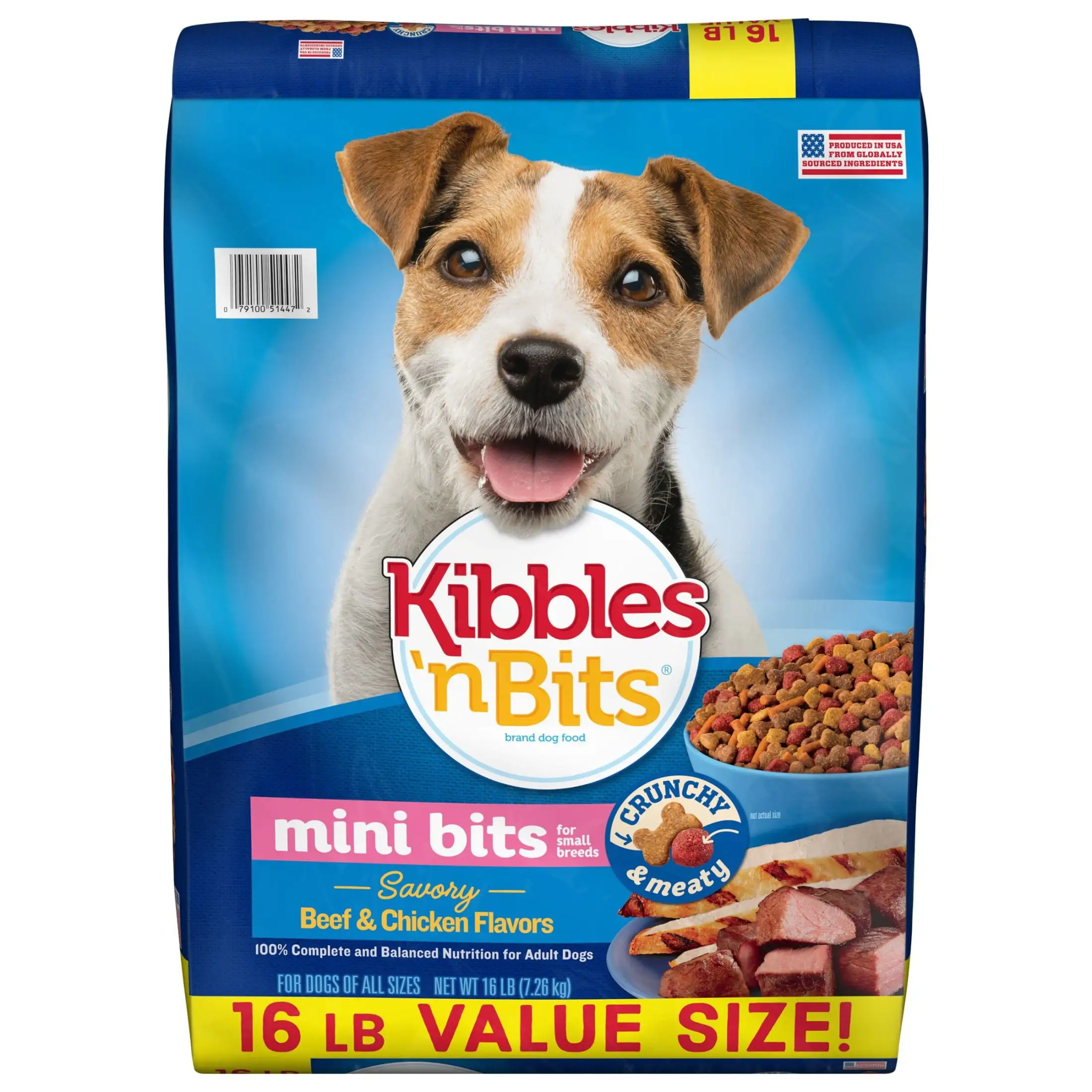 Kibbles 'n Bits Mini Bits Small Breed Savory Beef & Chicken Flavors Dry Dog Food. 16 lb. Bag