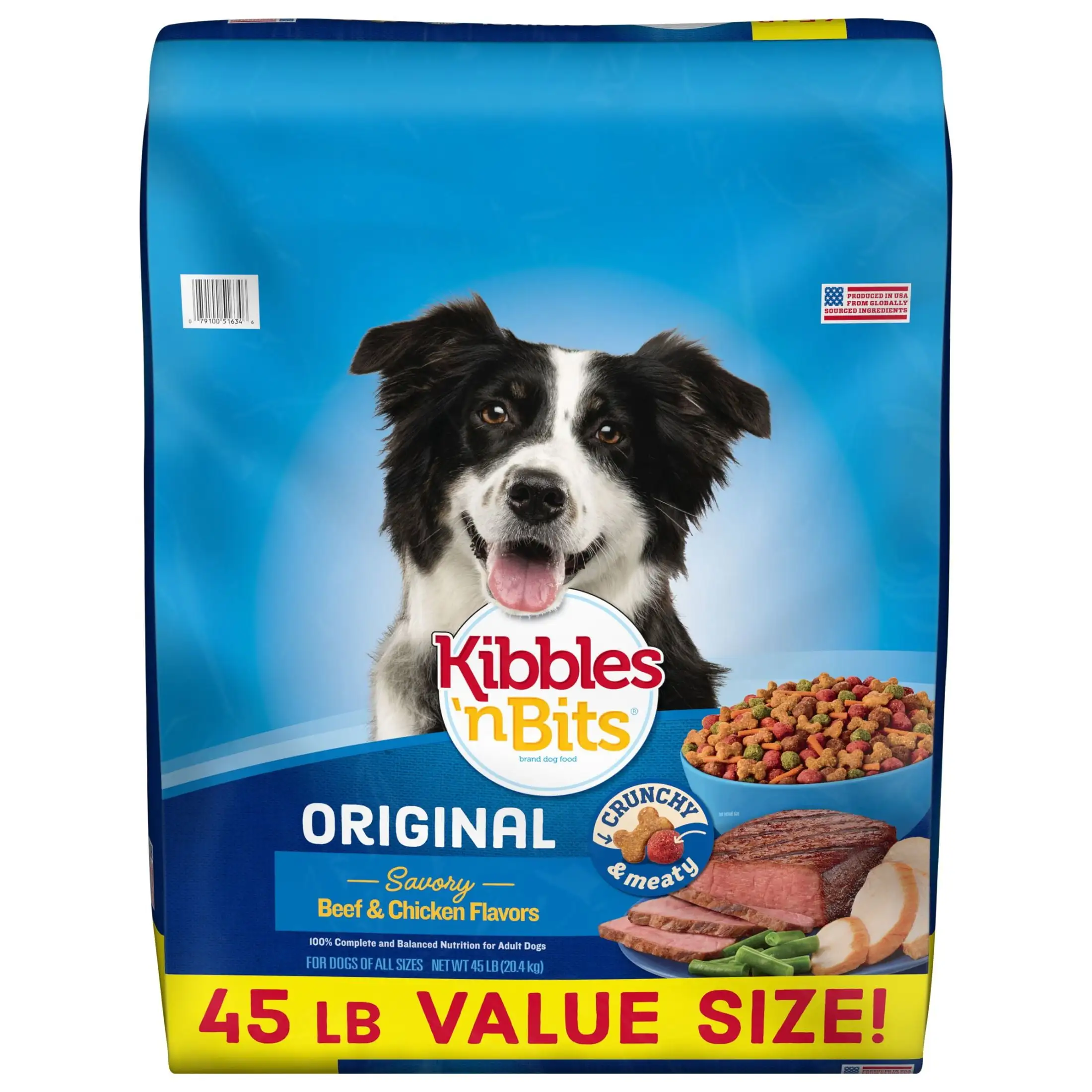 Kibbles 'n Bits Original Savory Beef & Chicken Flavors Dry Dog Food. 45 lb. Bag