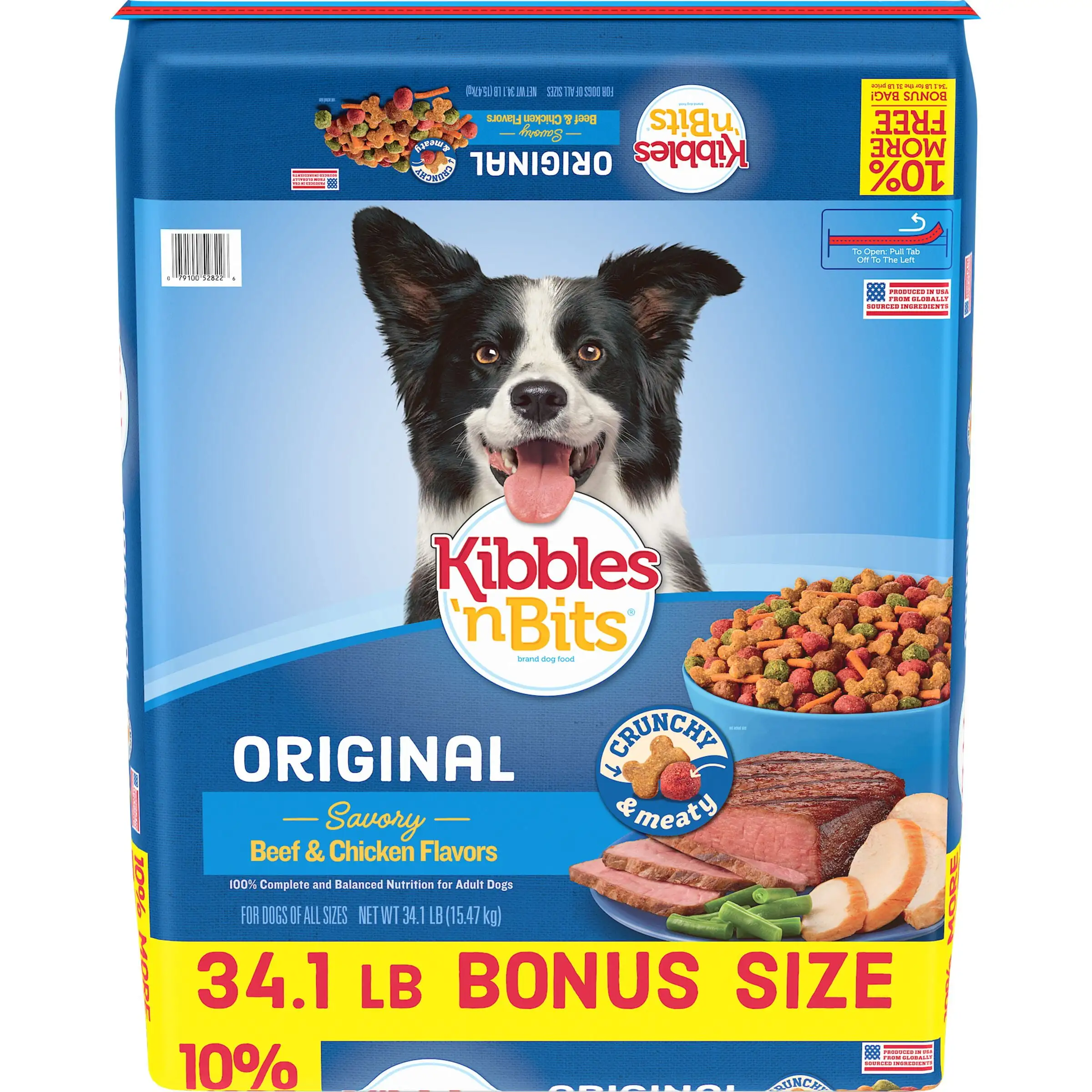 Kibbles 'n Bits Original Savory Beef & Chicken Flavors Dry Dog Food. Bonus Bag. 34.1-Pound